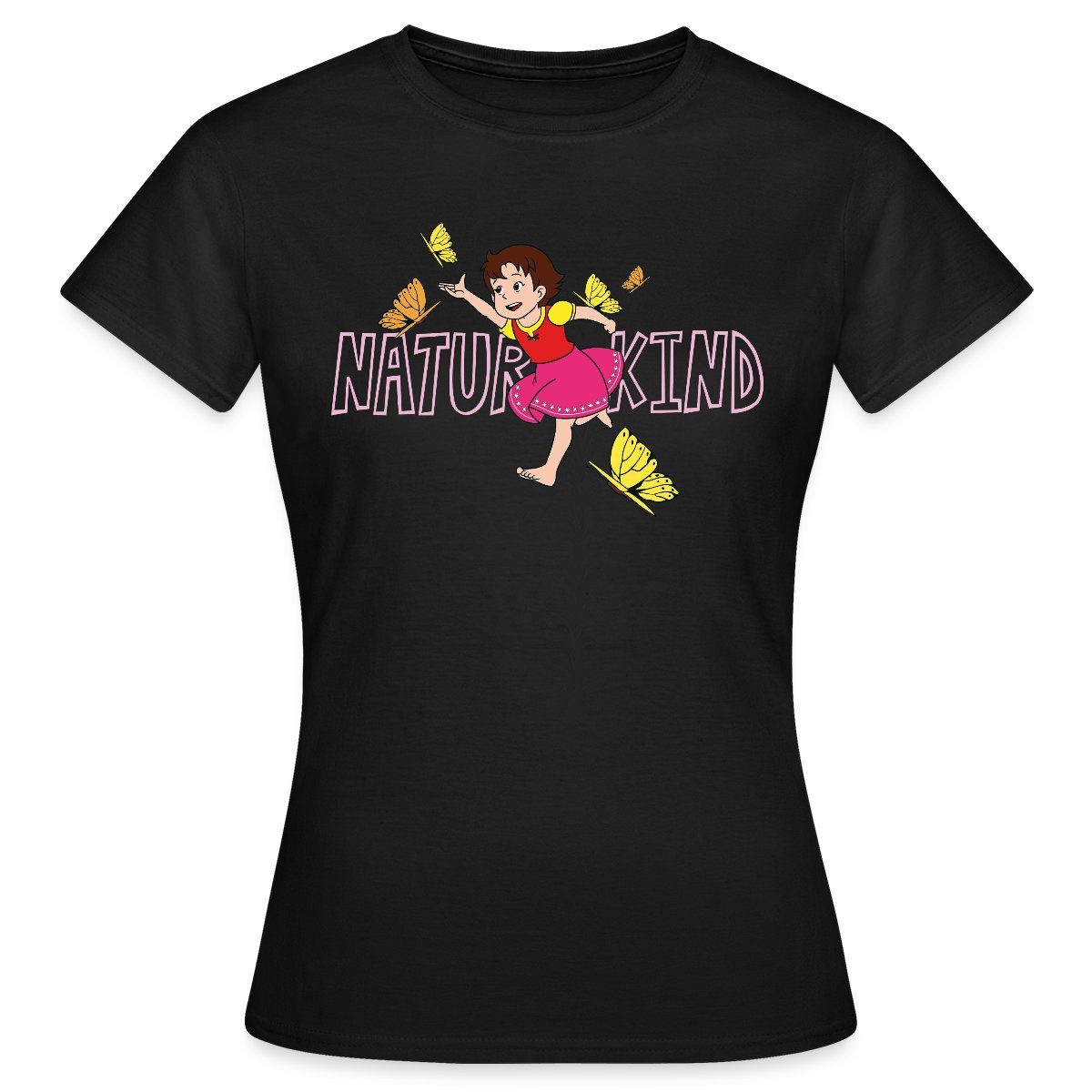 Spreadshirt T-Shirt Heidi Naturkind Schmetterlinge Frauen günstig online kaufen