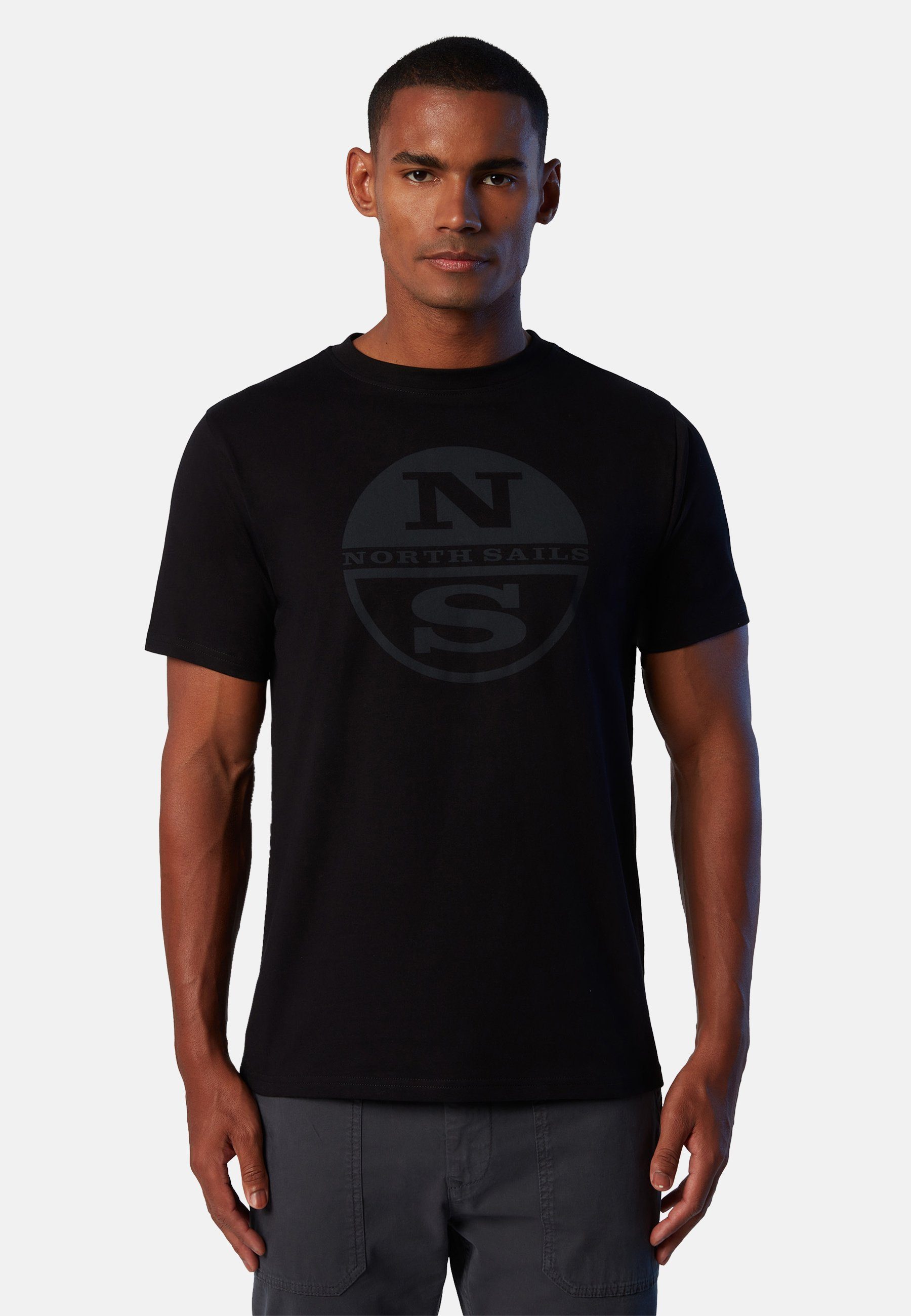Sails Design Logo-Druck klassischem T-Shirt North MILKY T-Shirt mit mit BLACK