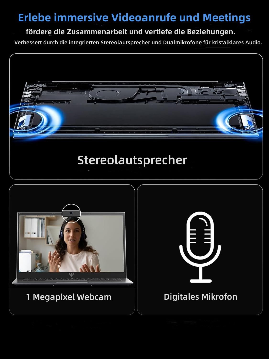 ACEMAGIC 18.5 Zoll FHD Notebook, AMD Ryzen 3, 16GB RAM, 512GB SSD Notebook (42,86 cm/18.5 Zoll, AMD AMD Ryzen 3 4300U, AMD Radeon Graphics, 16 GB, 512 GB SSD, bis zu 3.7 GHz, WIFI5, Bluetooth 5.0,mit Deutscher Tastaturfolie)
