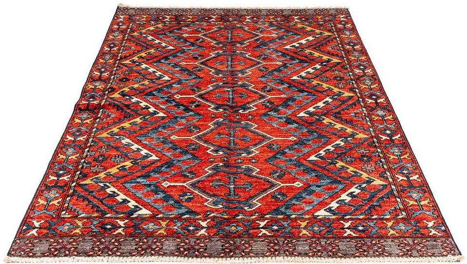 Orientteppich Afghan - 182 x 118 cm - mehrfarbig, morgenland, rechteckig,  Höhe: 7 mm, Wohnzimmer, Handgeknüpft, Einzelstück mit Zertifikat