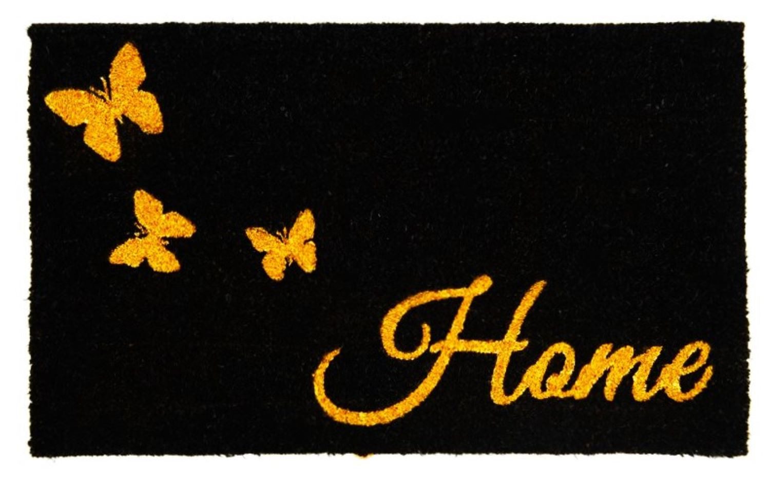 Clayre & Eef Fußmatte Fußmatte Schwarz Gold Home Schmetterling 75 cm, Rechteckig, Höhe: 1 mm