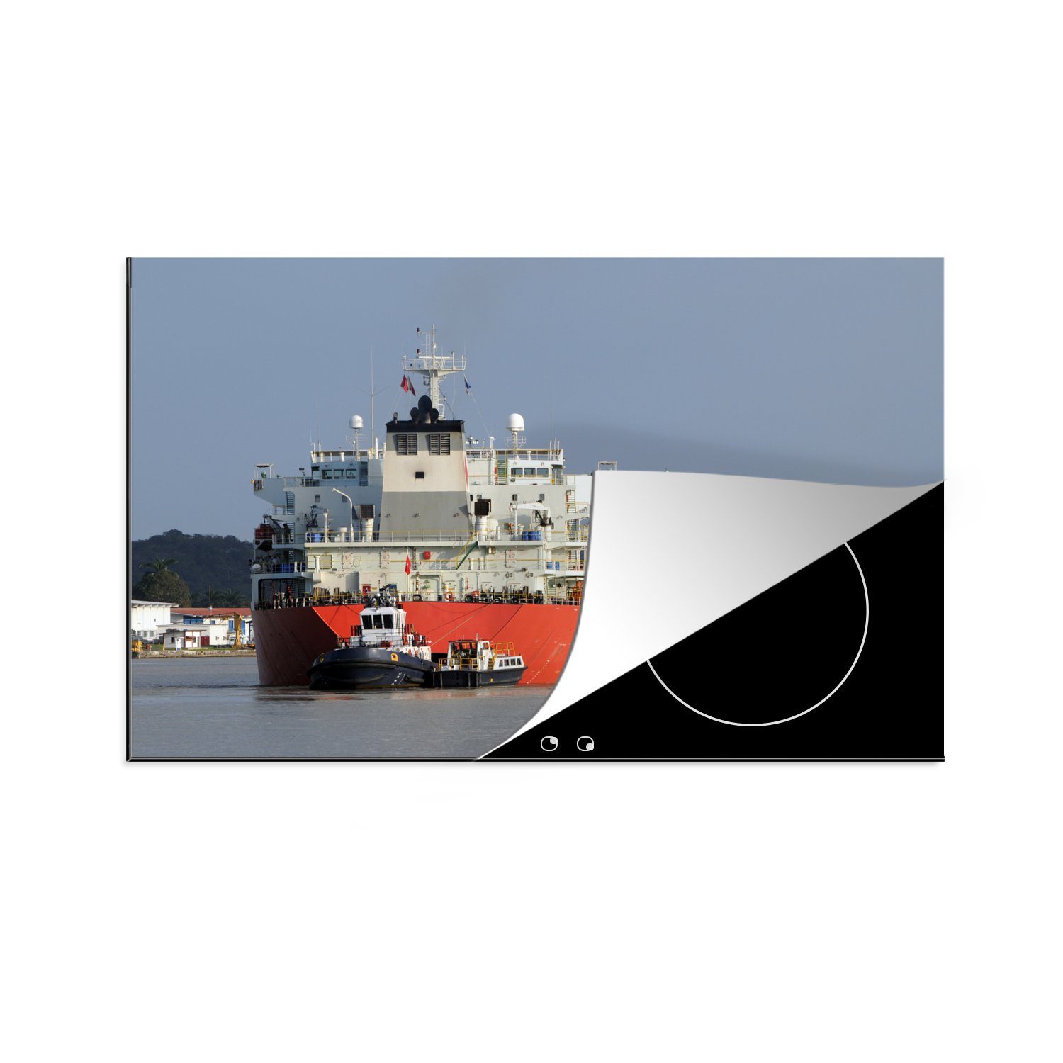 MuchoWow Herdblende-/Abdeckplatte Schiffe auf dem Panamakanal, Vinyl, (1 tlg), 81x52 cm, Induktionskochfeld Schutz für die küche, Ceranfeldabdeckung