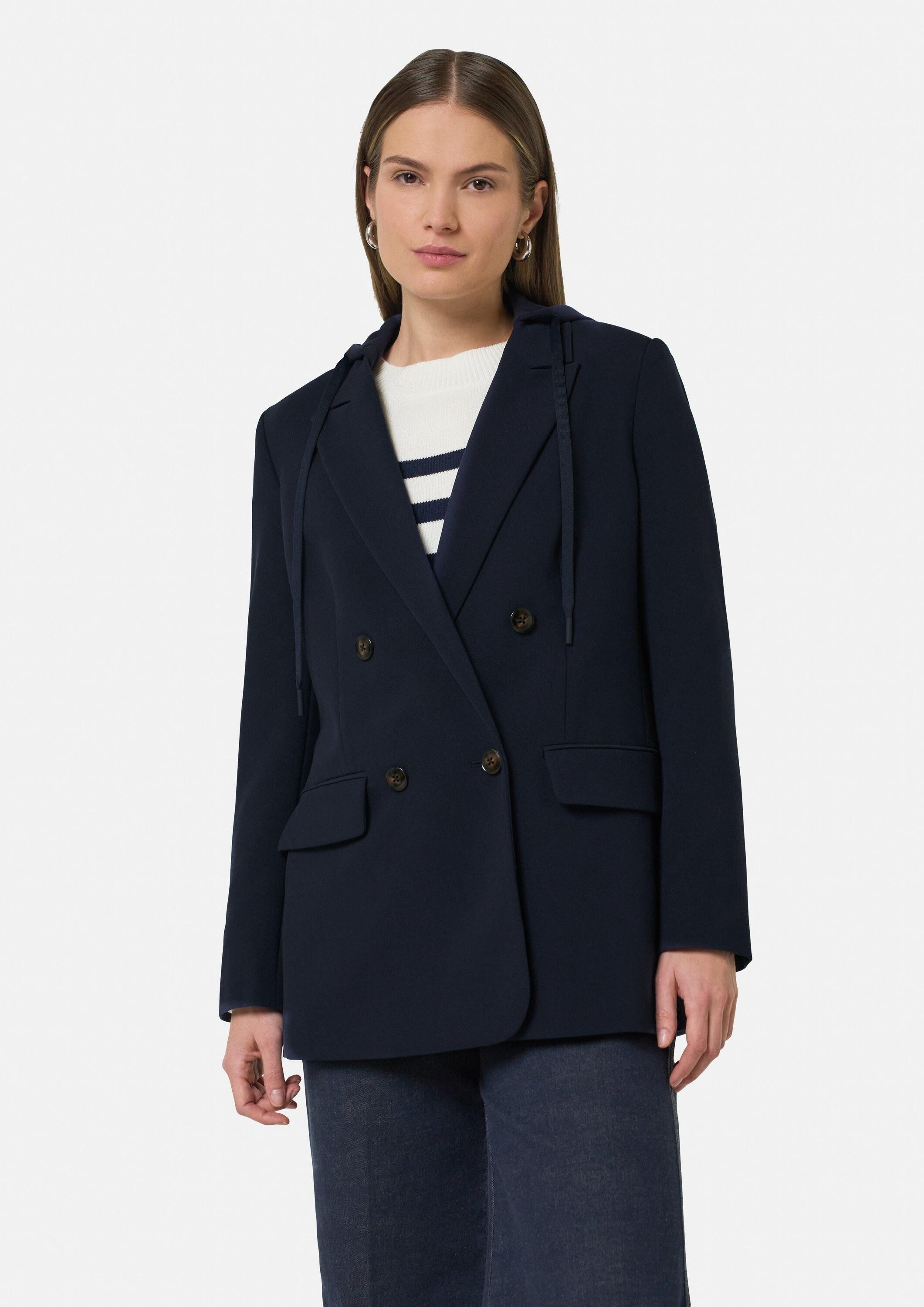 comma Jackenblazer Indoor-Blazer Doppelreihiger Blazer mit abnehmbarer Kapu günstig online kaufen