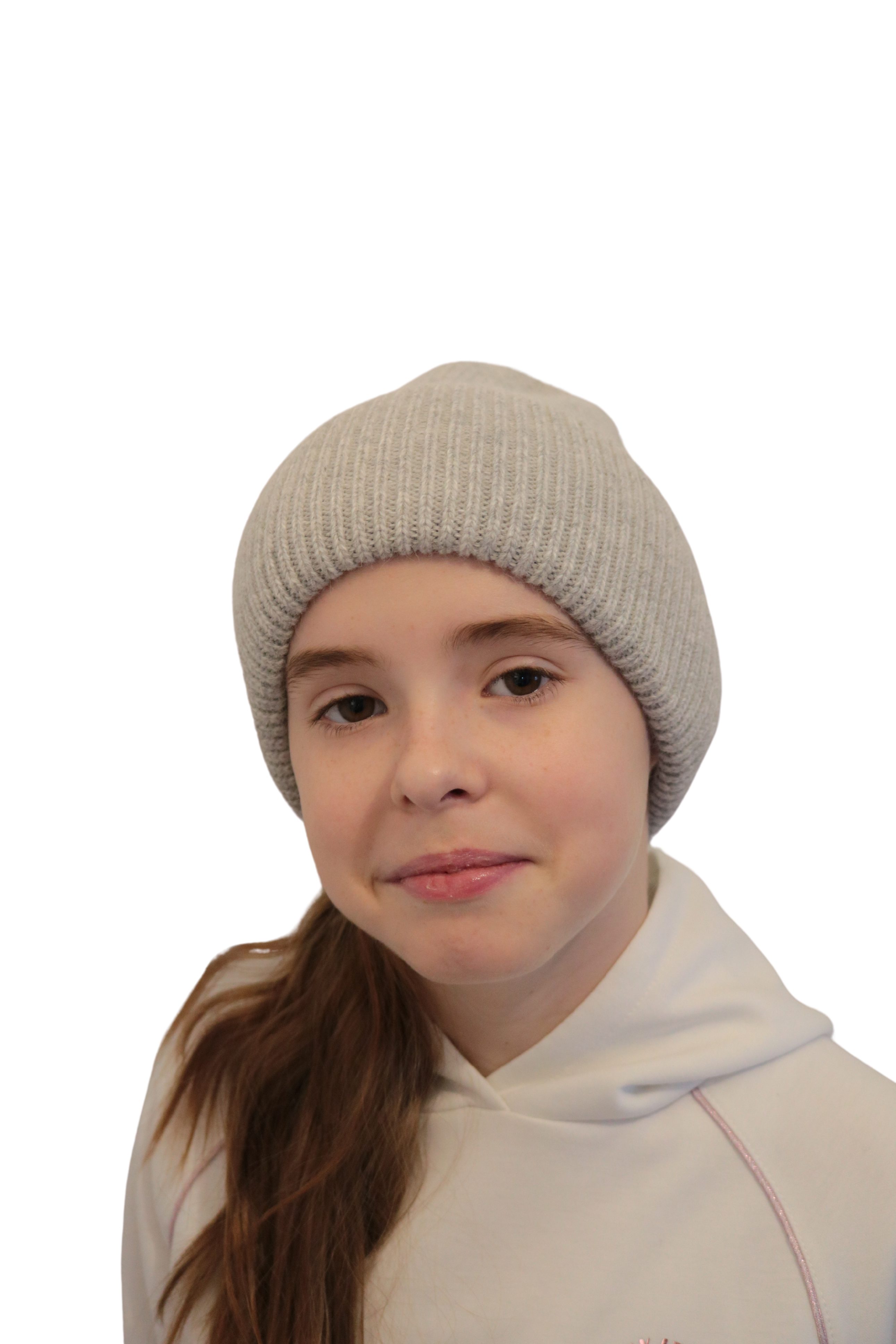 MonCaprise by Clothè Beanie Mädchen breitem mit Strickmütze & Viskose Wintermütze grau Kaschmir Umschlag