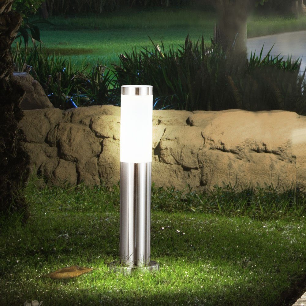 Warmweiß, Stand Garten Leuchtmittel Außen Strahler etc-shop Erdspieß Leuchte Außen-Stehlampe, inklusive, silber LED Steck