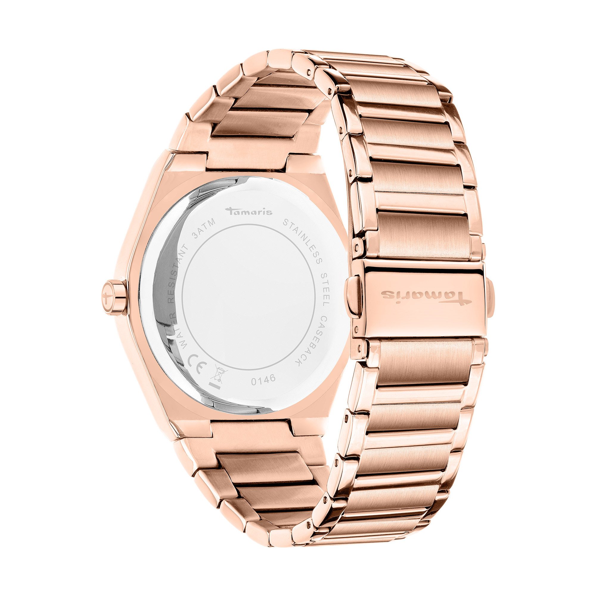 Tamaris Quarzuhr The Round Basic Essential TT-0146-MQ, Armbanduhr, Damenuhr, Edelstahlarmband, analog