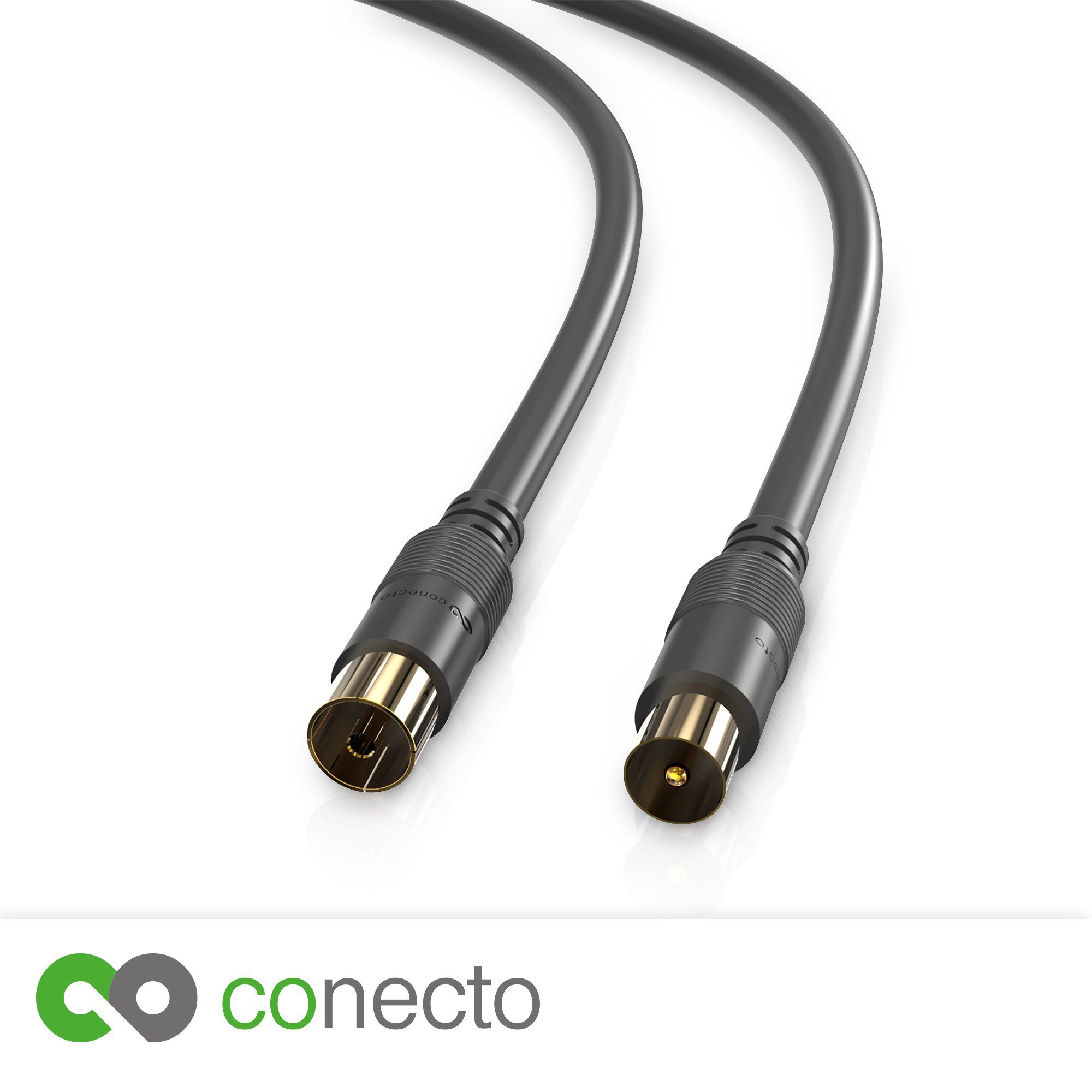 conecto conecto HQ TV Antennenkabel - 4K UHD 1080p FULL HD HDTV 3D - (TV-Steck SAT-Kabel, (100 cm)