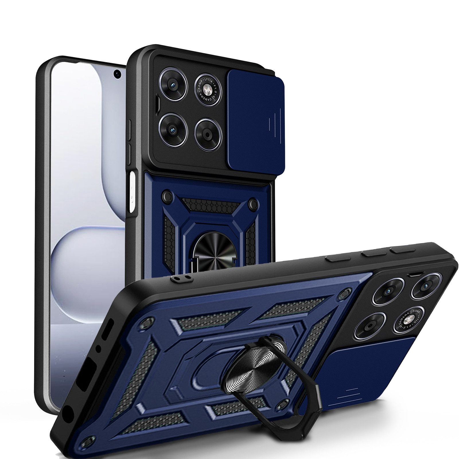 betterfon Handyhülle für Motorola - Outdoor Case mit Kameraschutz & Ring, Outdoorhülle mit Ringhalter Smartstand Kameraschutz und Silikonkern