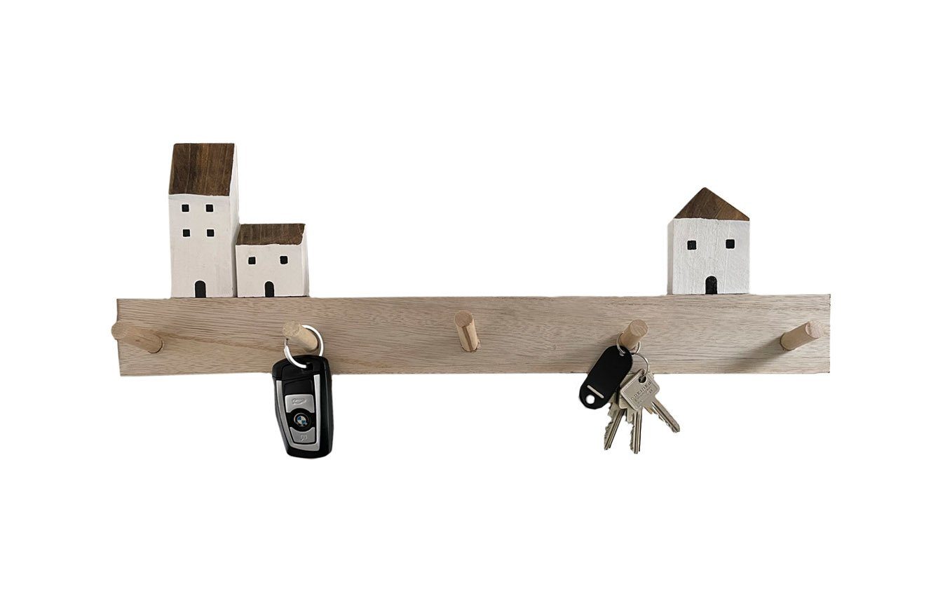 DanDiBo Schlüsselbrett DanDiBo Schlüsselbrett Holz Vintage Wand Hakenleiste  mit 15 Haken Braun 96210 Schlüsselhalter Schlüsselleiste Schlüsselboard