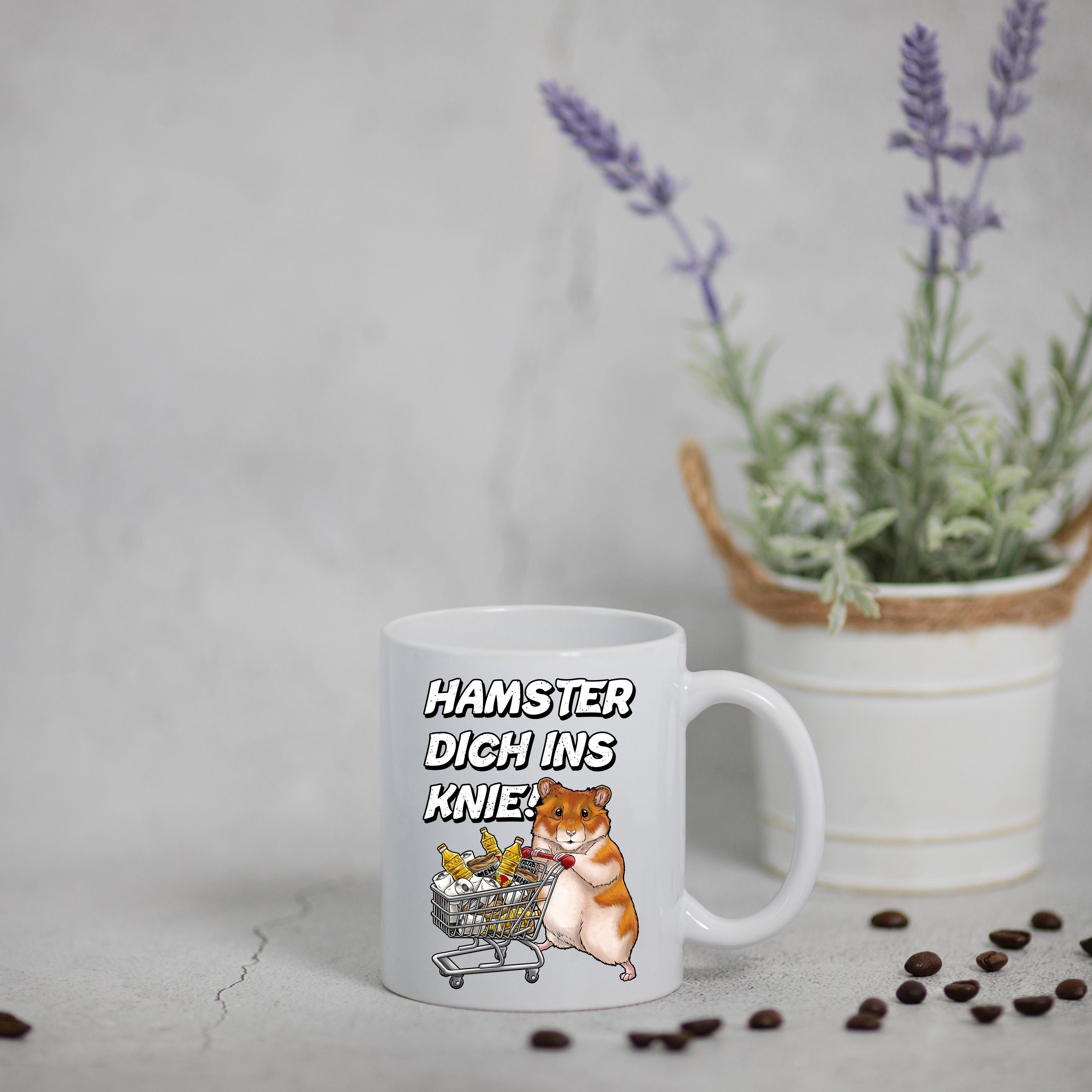 Fun Print Weiß Keramik, Geschenk Print lustigem mit Knie Hamster Tasse lustigem Designz Youth Spruch, Dich Kaffeetasse Hamster Ins mit