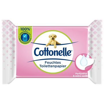 Cottonelle® Toilettenpapier Feuchtes Toilettenpapier Sensitive Pflegend - Parfümfrei, 12x42 Tücher (Vorratspackung 12 x 42 Tücher), Toilettentücher