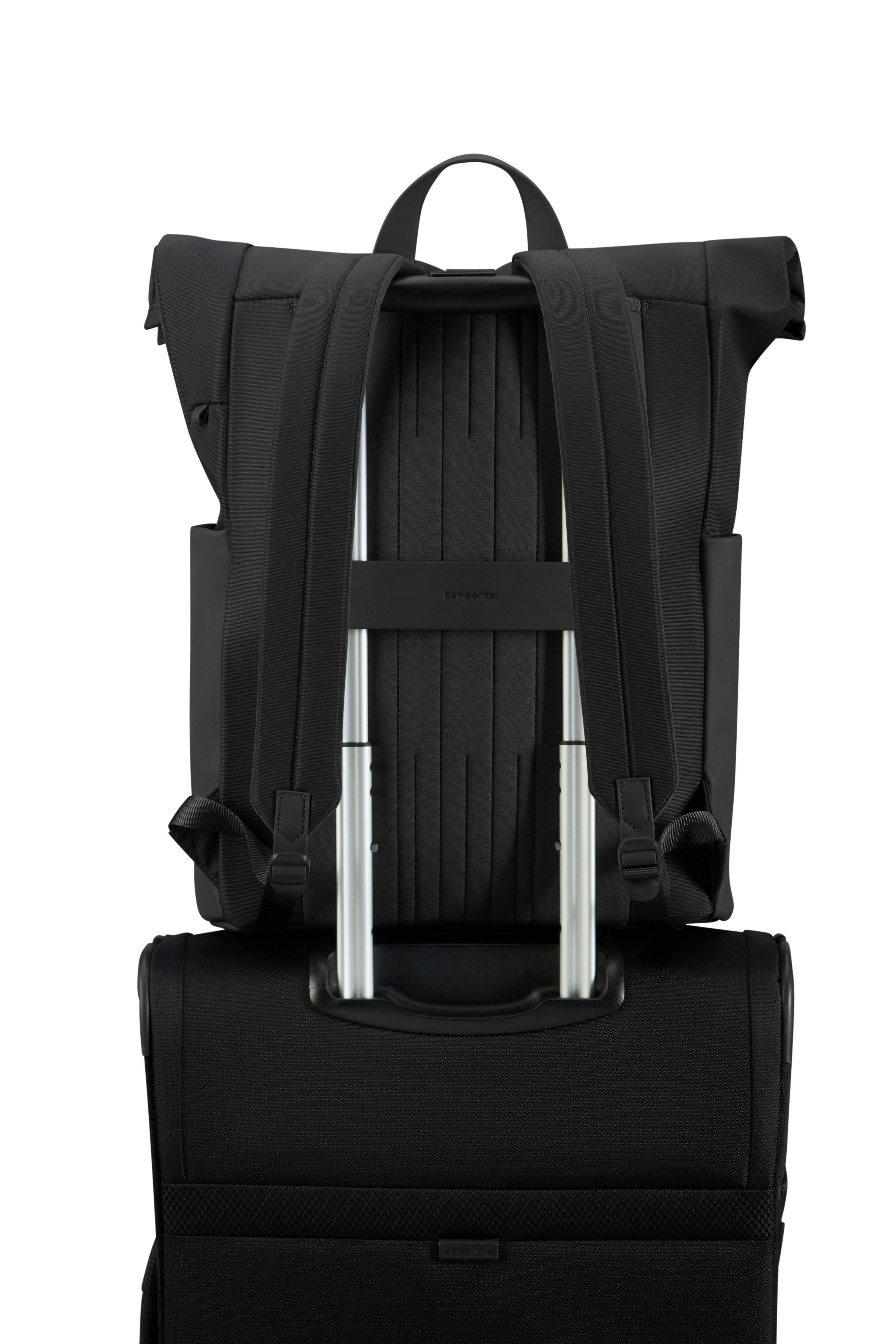 Samsonite Notebookrucksack 4PACK (Set, Mit Metalltag und Sticker Set), Unisex Rolltop-Rucksack, Überschlag mit Klippverschluss