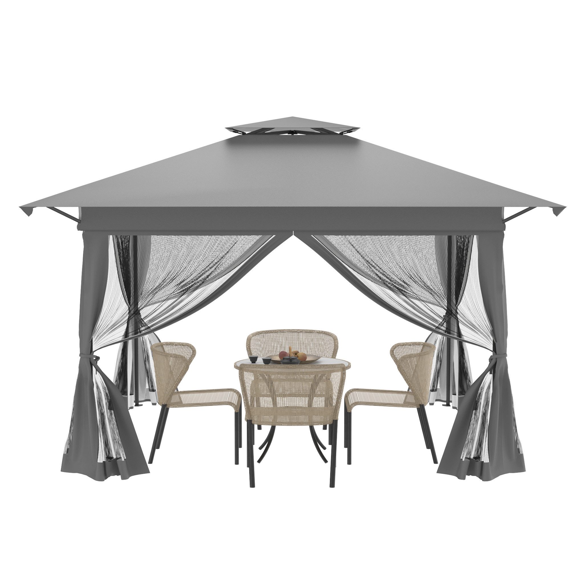 FIVMEN Partyzelt Gartenpavillon Pop Up Pavillon 3.6x3.6m, 3-Stufen Höhenverstellbar