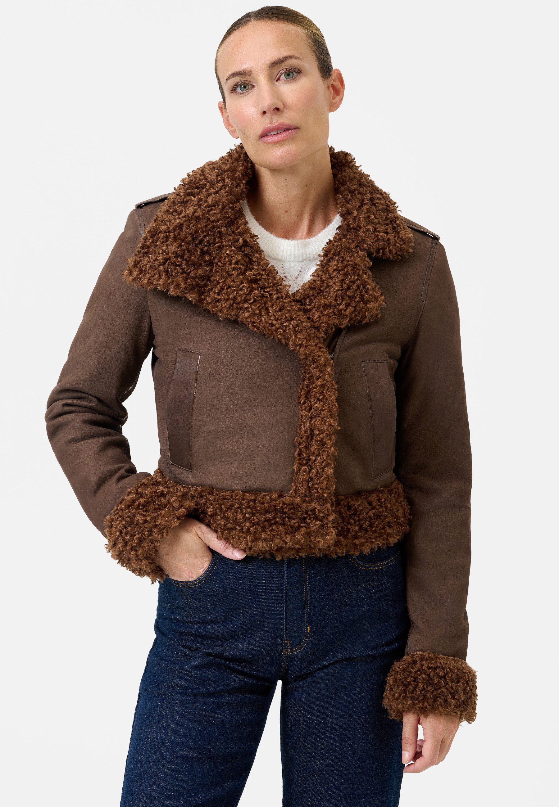 RICANO Lederjacke Natalia Lederjacke aus Lamm-Velour-Leder günstig online kaufen