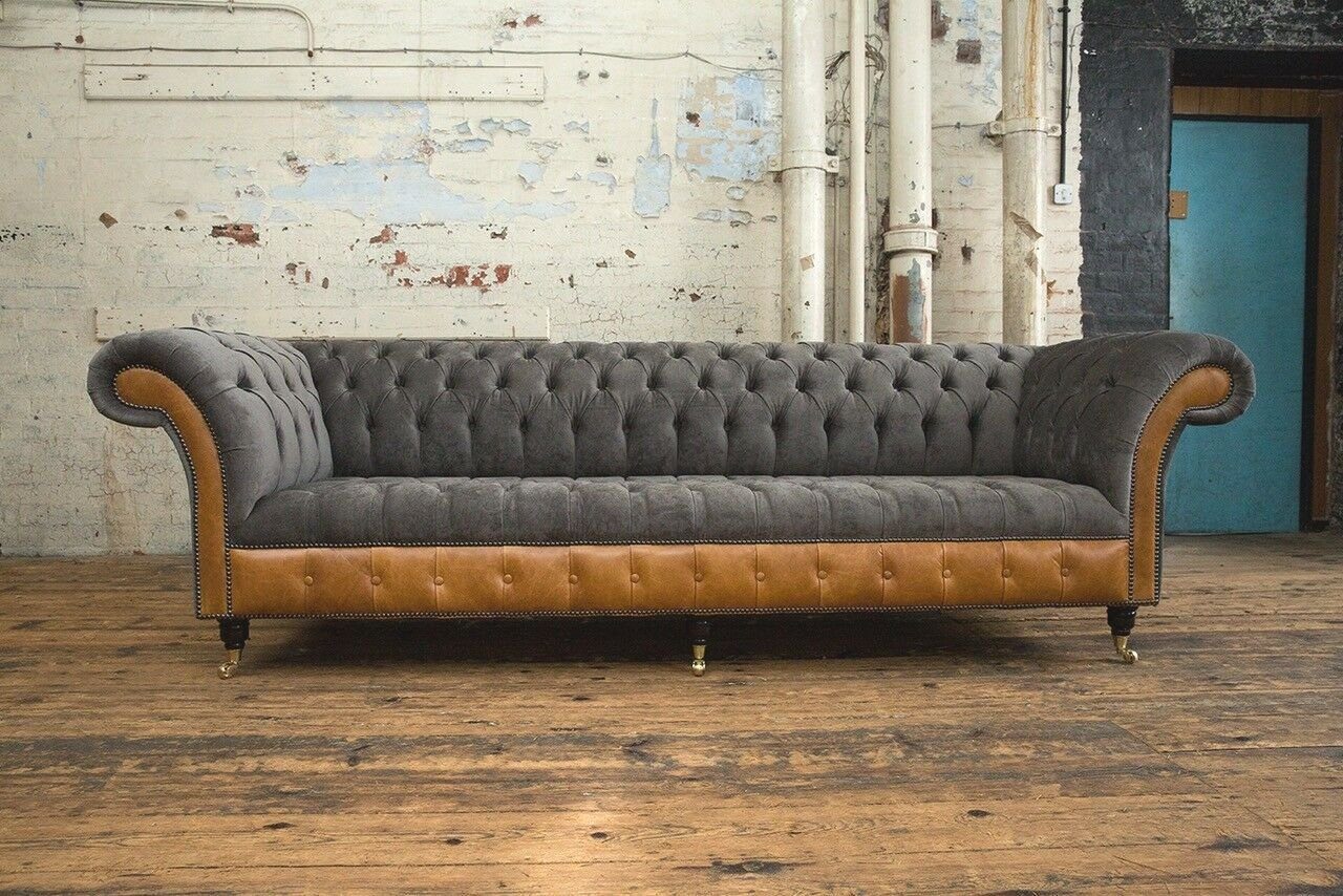 JVmoebel Chesterfield-Sofa, Chesterfield 4 Sitzer Sofa Design Sofa Couch 265 cm