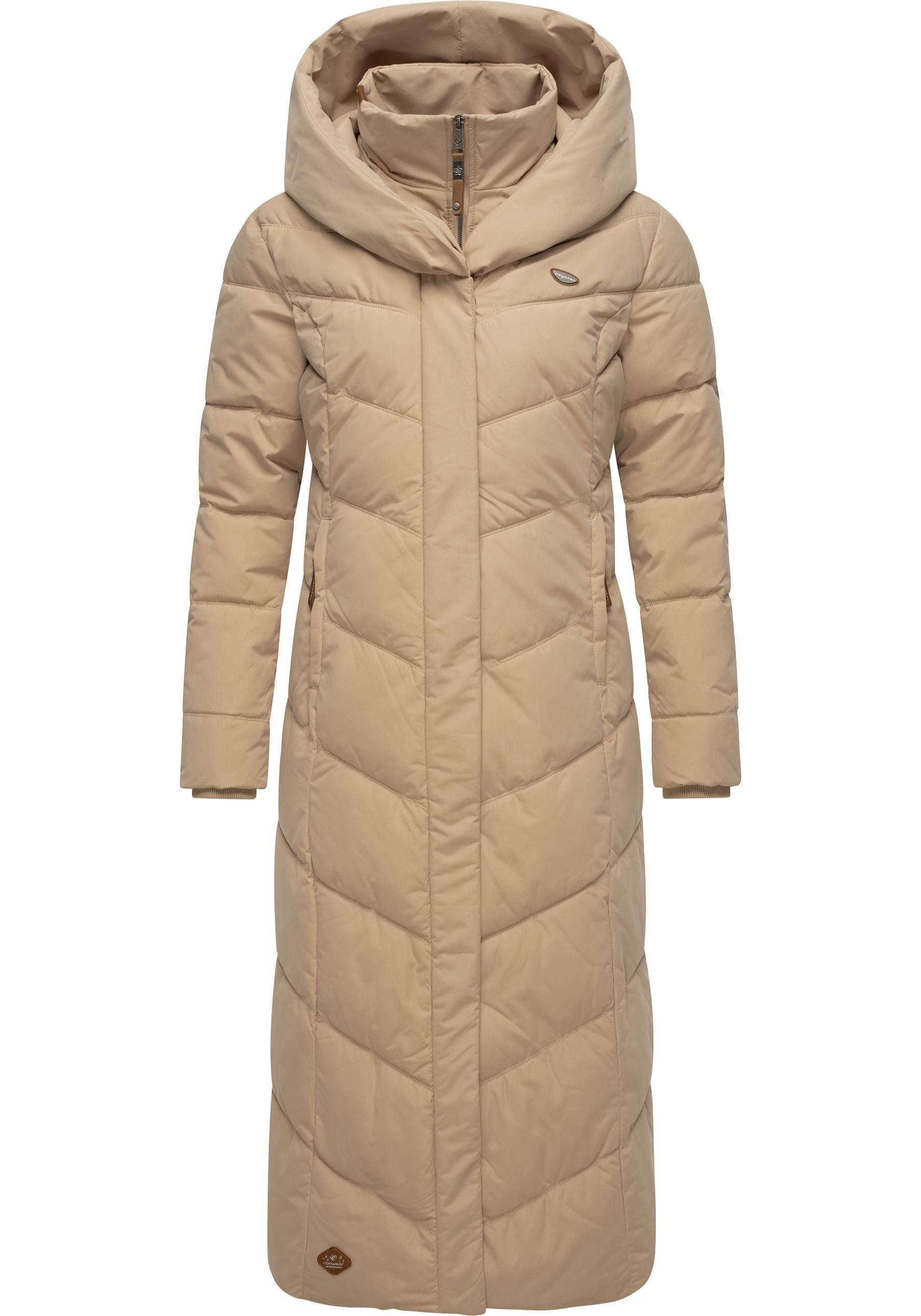 Ragwear Steppmantel Natalka Extralong Gesteppter Damen Mantel mit Kapuze