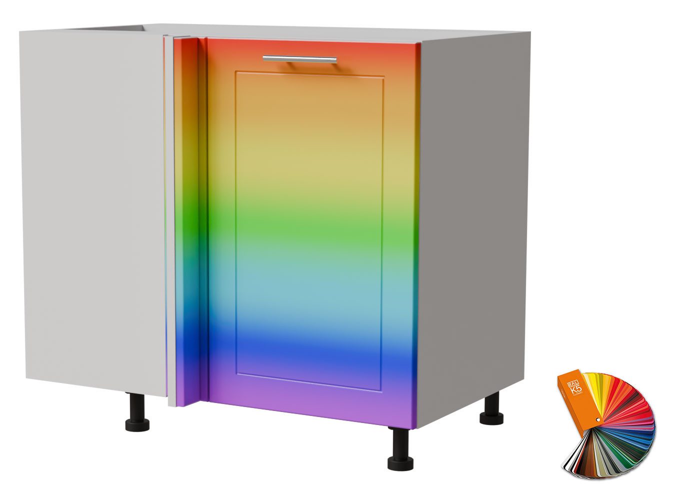 Feldmann-Wohnen Eckschrank Bari (D13U/90, 1-türig, 1 Einlegeboden, 1-St., moderne Kassettenoptik, lackierte Fronten, 90x50x82cm) weiß / RAL Wunschfarbe matt (K5)