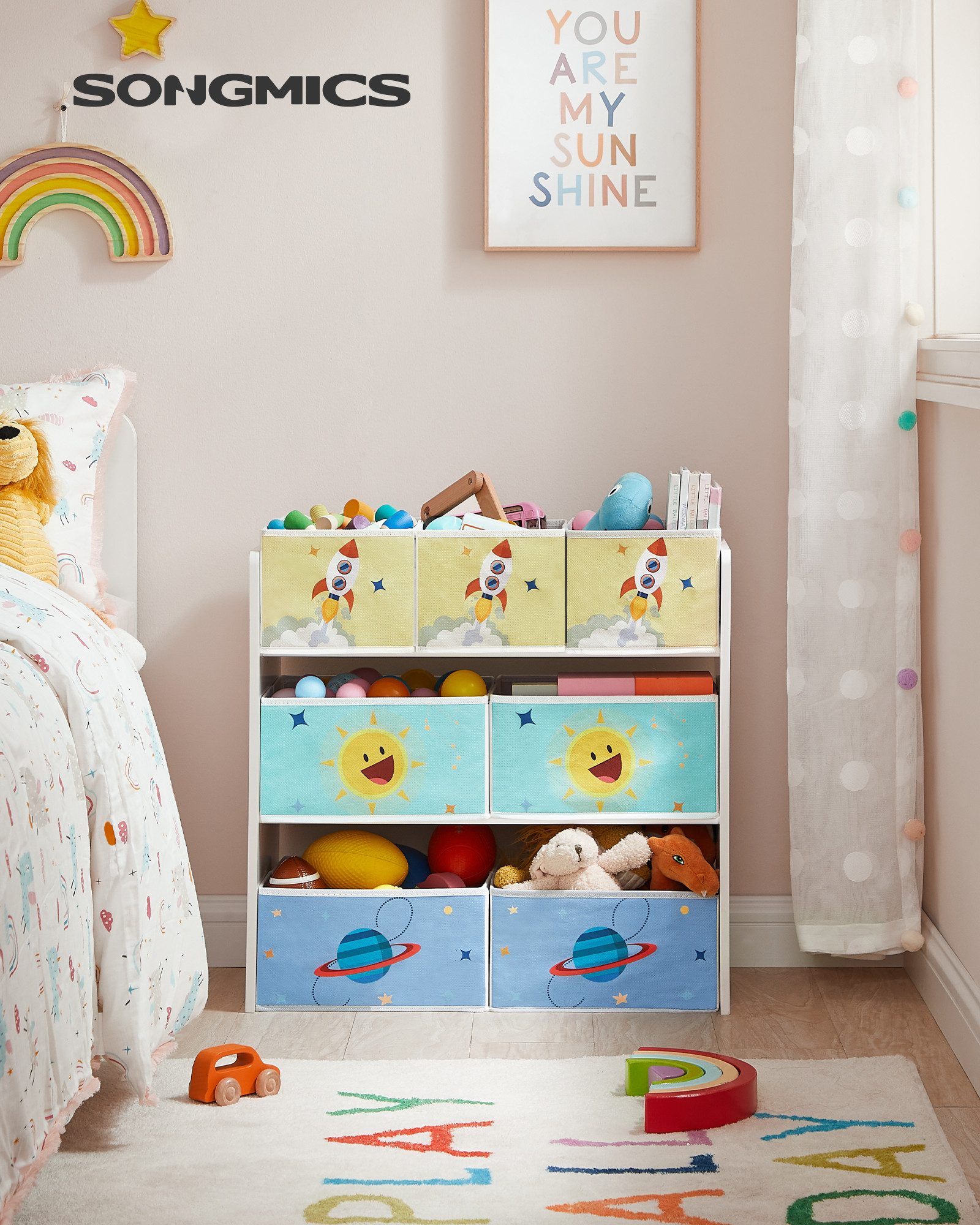 SONGMICS Spielzeugtruhe Kinderregal Bücherregal Kinder, mit günstig online kaufen