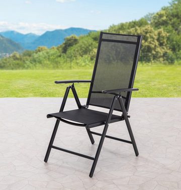 CHILLROI Hochlehner Aluminium Klappsessel Gartenstuhl Campingstuhl (2er Set), mit 7-fach verstellbarer Rückenlehne