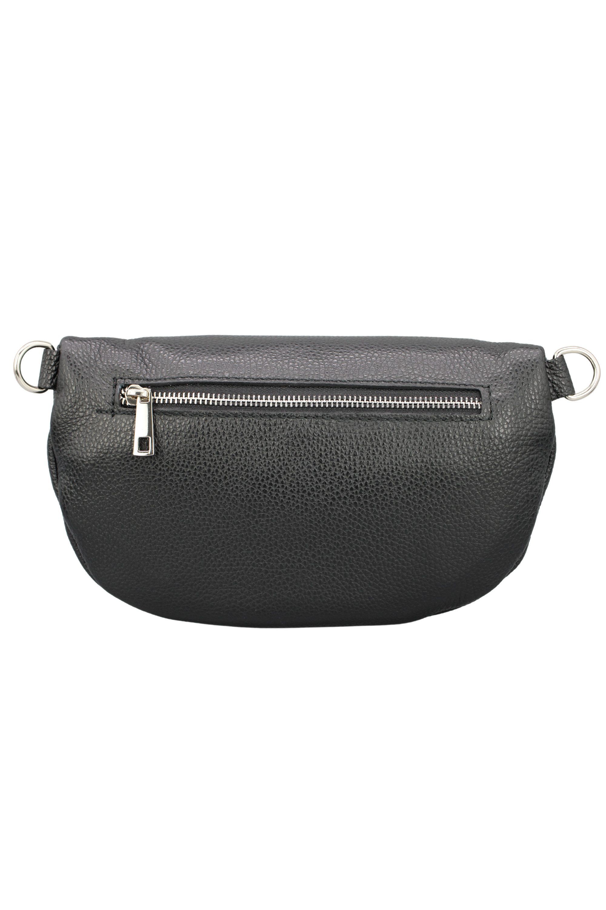 BRISE TASCHE Schultertasche Serra Echtledertasche mit 2 Riemen, Bauchtasche vielseitig tragbar, 2 Trageriemen: Leder & Zickzack-Design, verstellbar, Echtleder