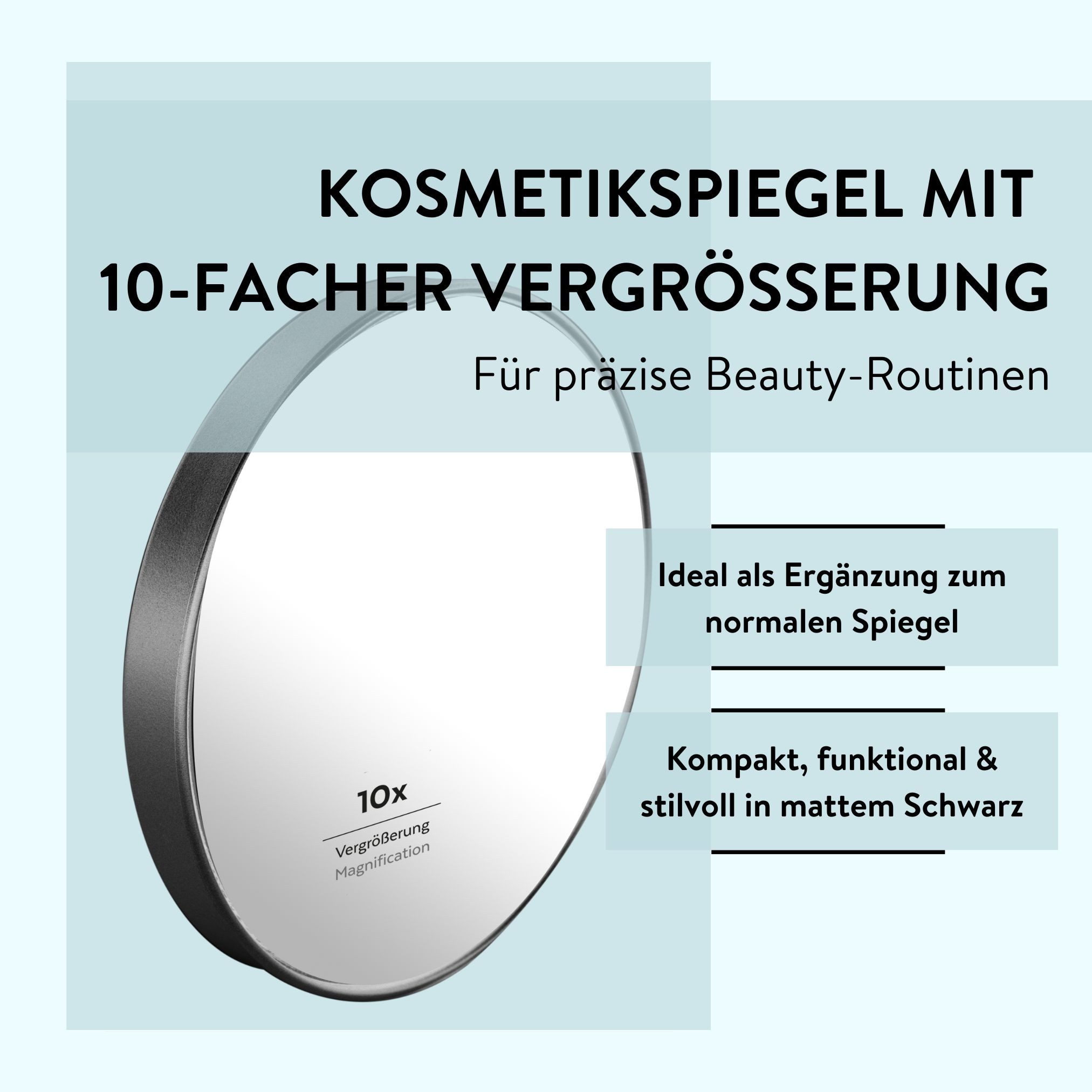 PARSA Beauty Badspiegel Essential Saugnapf-Spiegel, 10-fache Vergr??erung & Flexibler Halt