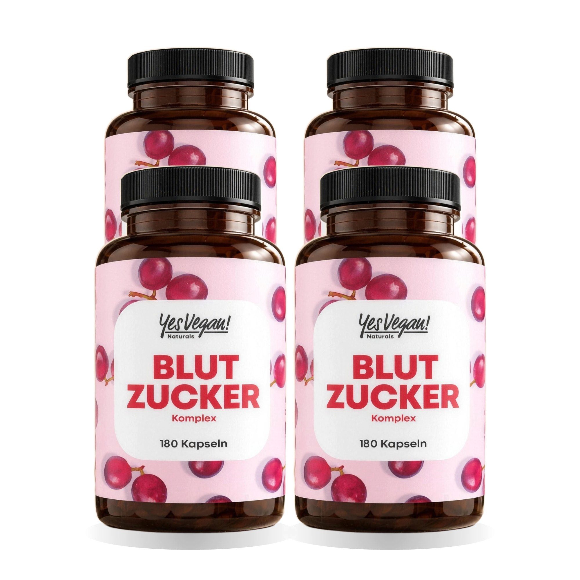 Yes Vegan Blutzucker Komplex mit Ceylon Zimt, Zink, Inositol Kapseln, 4 er Spar-Set à 180 St., 157 g, vegan, laktosefrei, glutenfrei