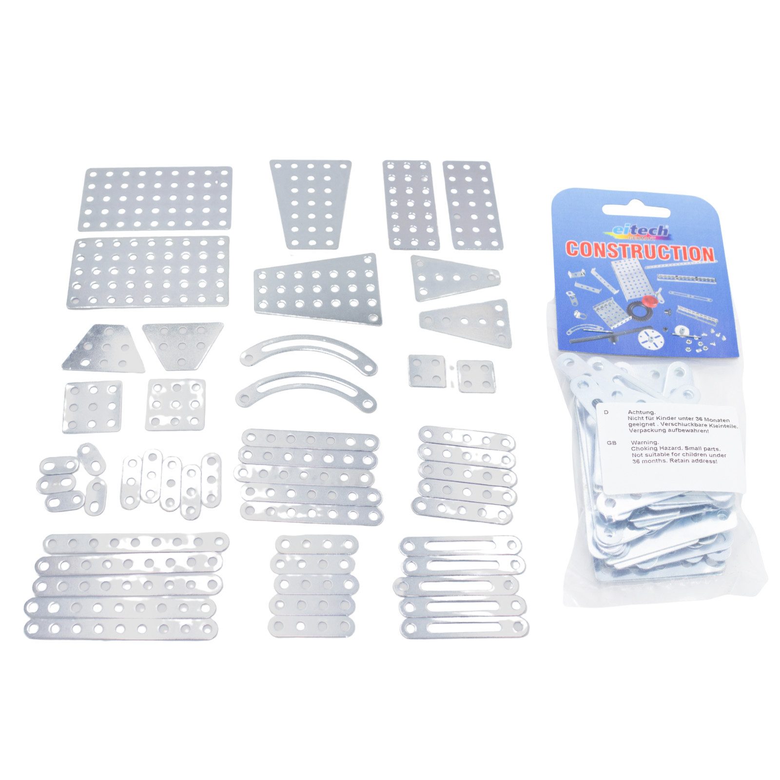 Eitech Einzelkomponenten 2-9 Loch, Platten Metallbaukasten, (51 St), Einzelteile für deine Kreativprojekte, M4 kompatibel, Made in Germany
