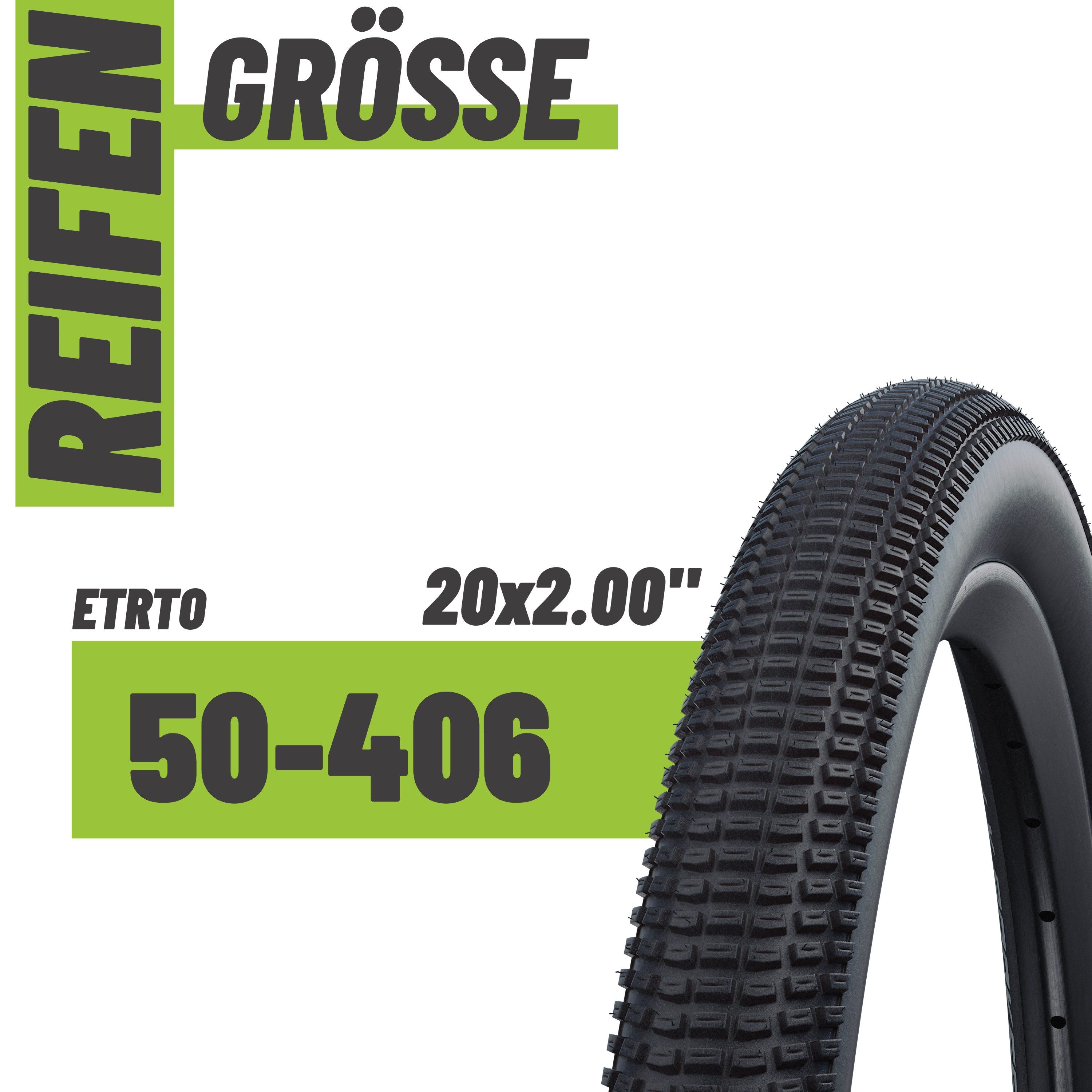 MSZweirad Fahrradreifen 2er Set Schwalbe Fahrradreifen Billy Bonkers 50-406 20x2,00 + Heber