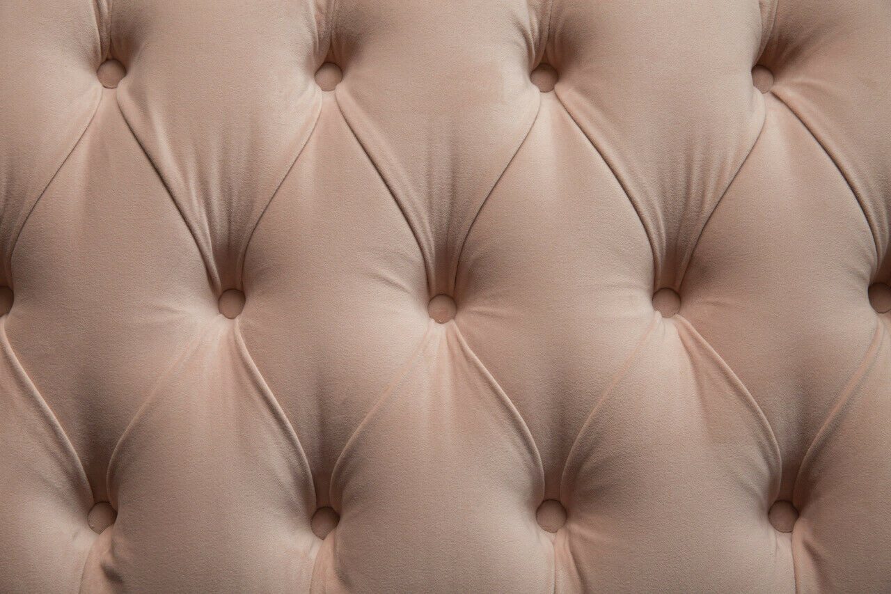 Xlmoebel Chesterfield-Sofa Elegantes Sofa aus Samt und Leder in zartem Rosa, Hergestellt in Europa