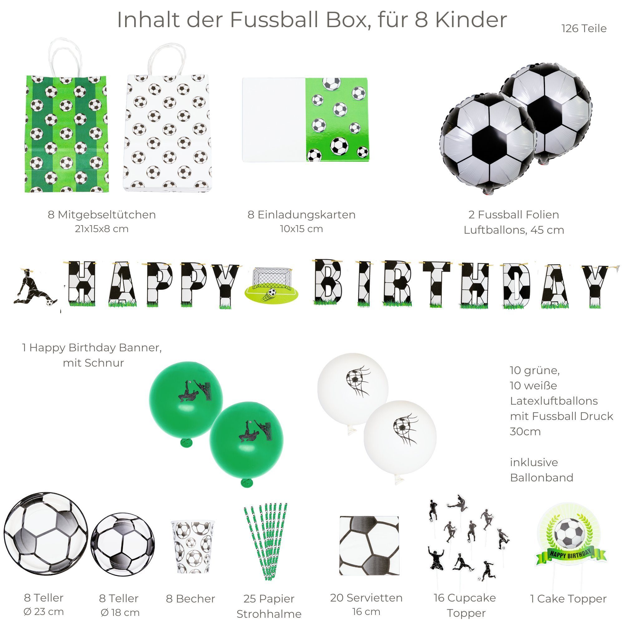 für für Kindergeburtstag, little Papierdekoration aus Birthday - einem Birthday 126 Set 8 Teile Kinder, little Mottobox Fussball