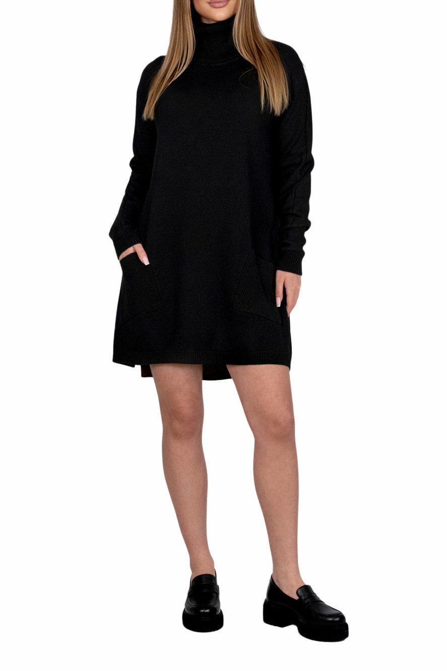 Mississhop Strickkleid Damen Strickkleid A-Linien Kleid mit Rollkragen und mit Taschen M.428
