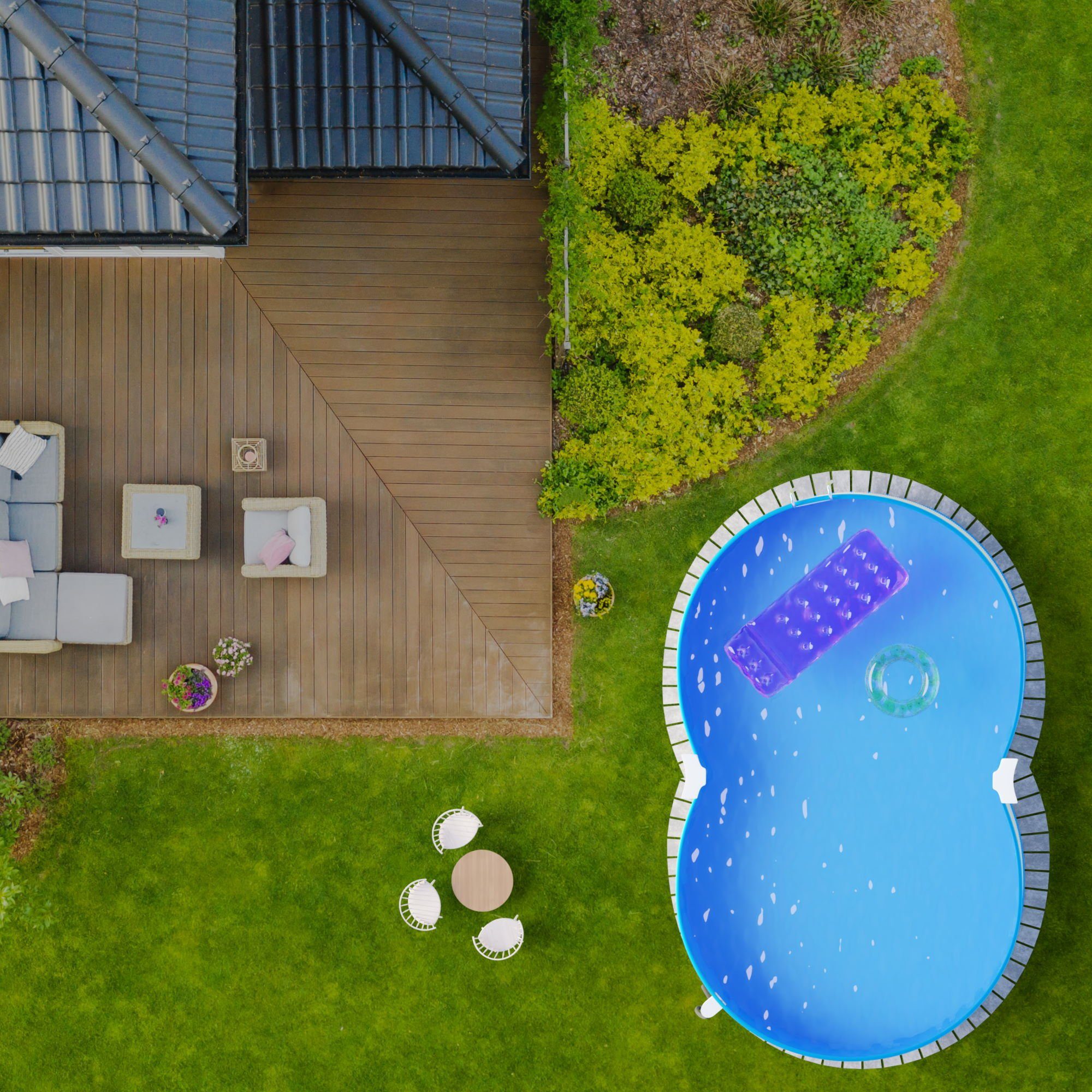 Planet Pool Achtformpool Stahlwandpool achtform 540x350x120 cm, Stahl 0,4 m (Einzelbecken), verzinkte Stahlwand