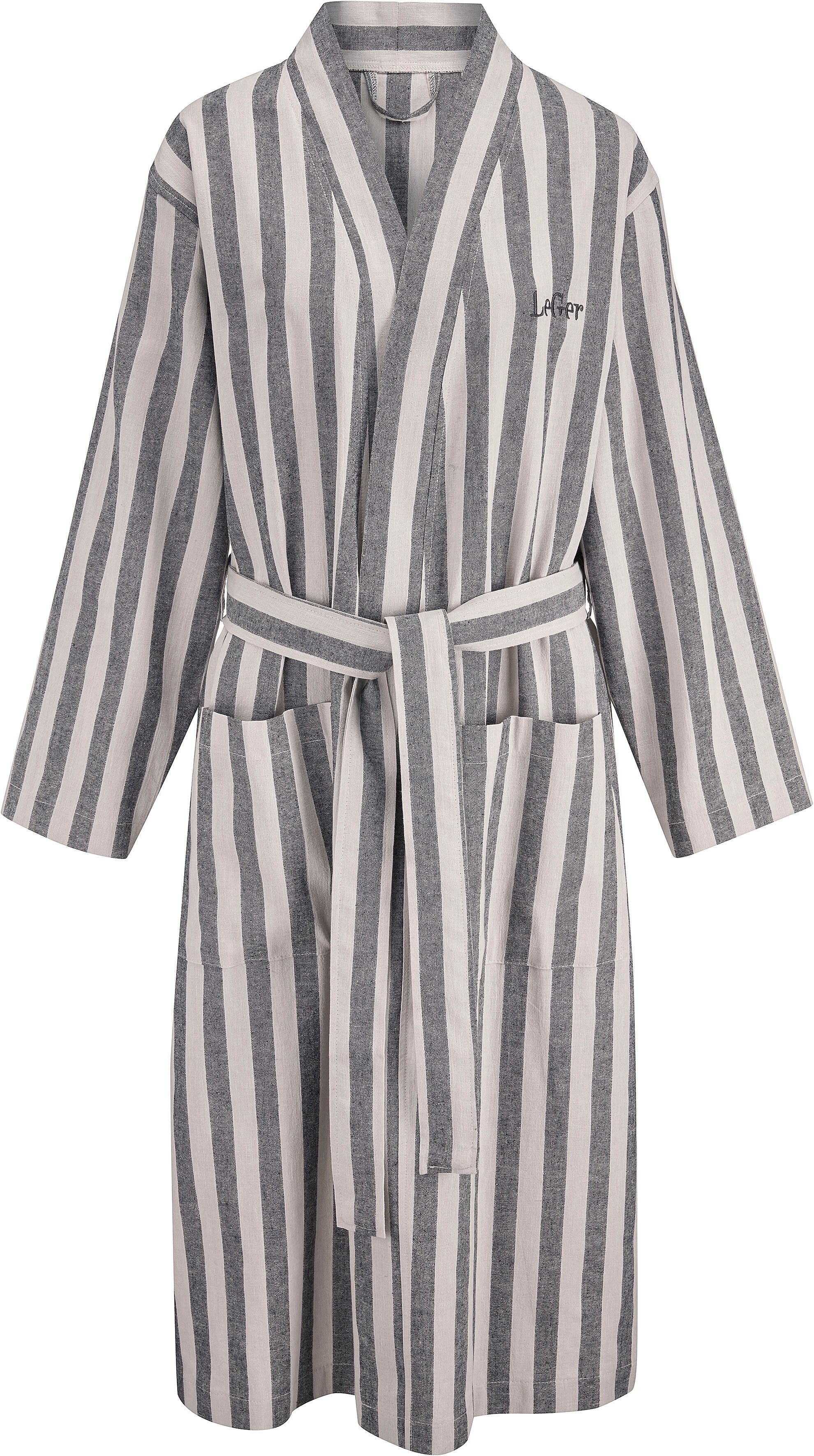 LeGer Home by Lena Gercke Bademantel Tamsin Benny, ideal für Sauna & Spa, Hotelbademantel, Morgenmantel, Midilänge, Baumwoll-Mix, Kimono-Kragen, Gürtel, Baumwolle, Leinen, gestreift