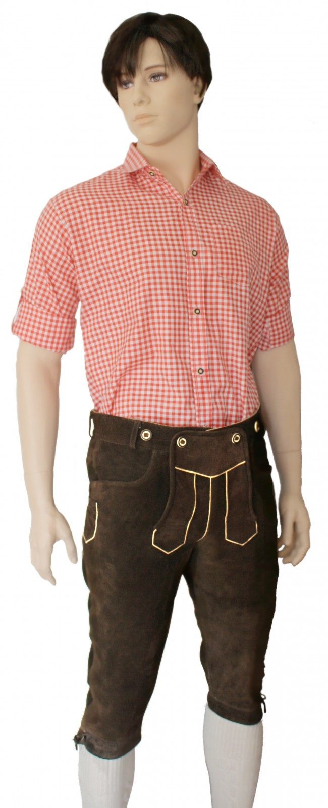 German Wear Trachtenlederhose GW830 Kniebundhose Trachten Lederhose Ohne Stickerei