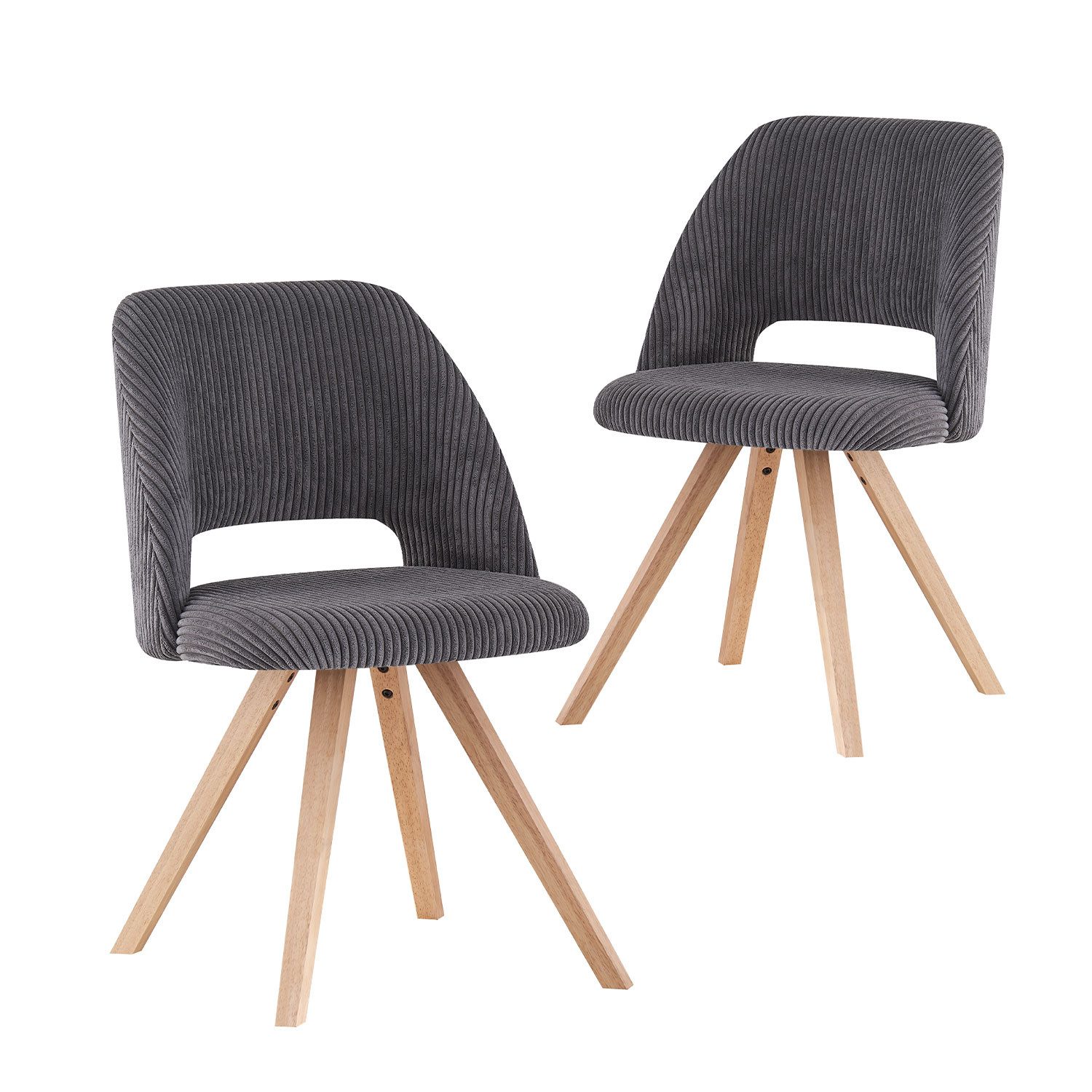 B&D home 4-Fußstuhl VICKY (2er Set, 2 St), gepolstert, Kordstoff, Holzbeine günstig online kaufen