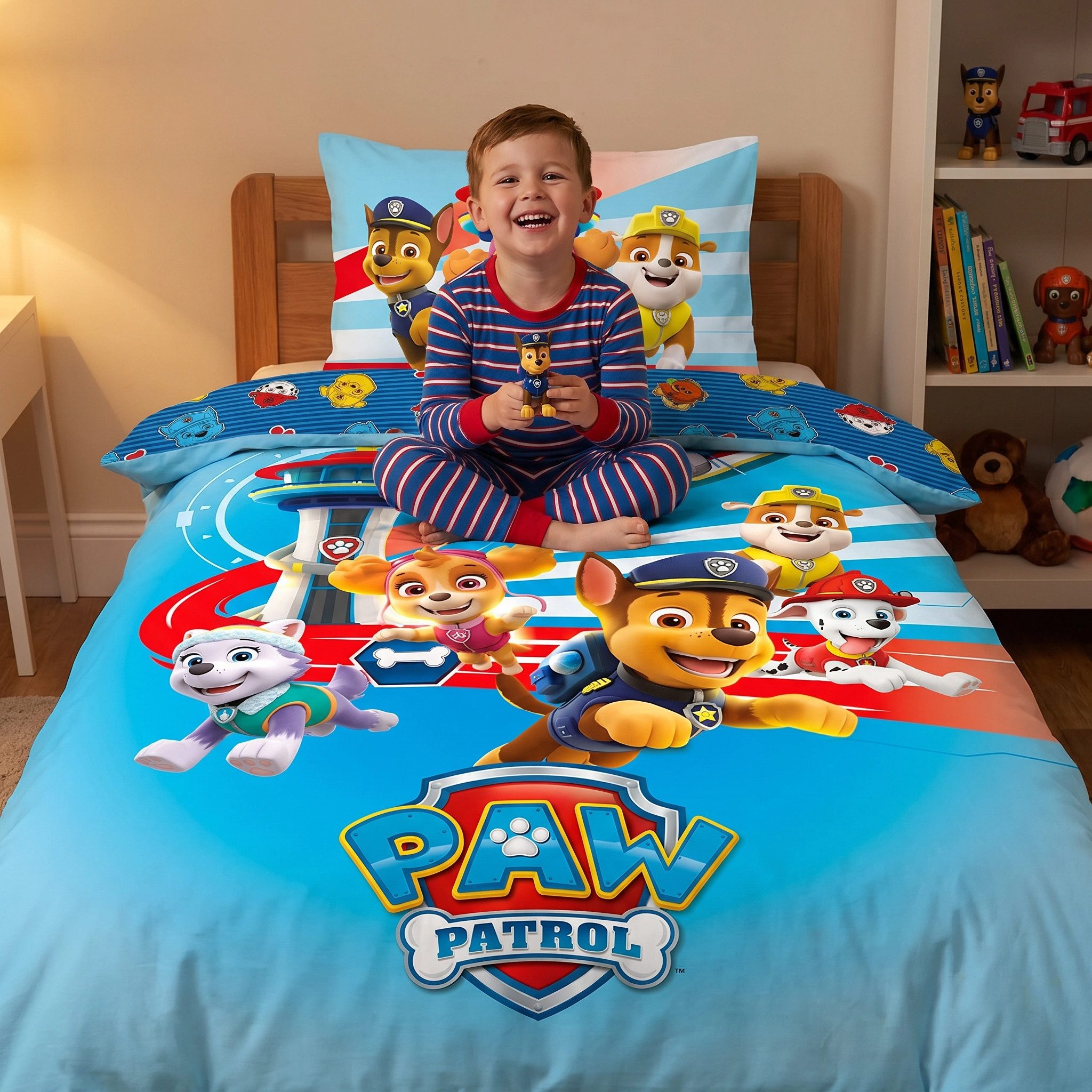 PAW PATROL Bettwäsche Paw Patrol Chase Rubble Marshall Kinder Bettwäsche, PolyCotton, 2 teilig, Deckenbezug: 135-140x200 cm Kissenbezug: 65X65 cm