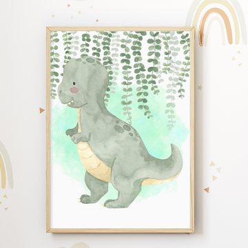 Tigerlino Poster Niedliche Dinosaurier Bilder 3er Set Kinderzimmer Dino Dekoration