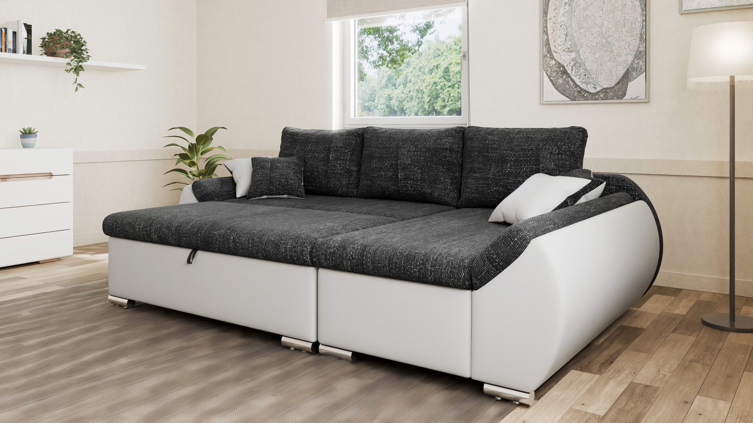 MOEBLO Ecksofa ALEX, L-Form mit Hocker günstig online kaufen