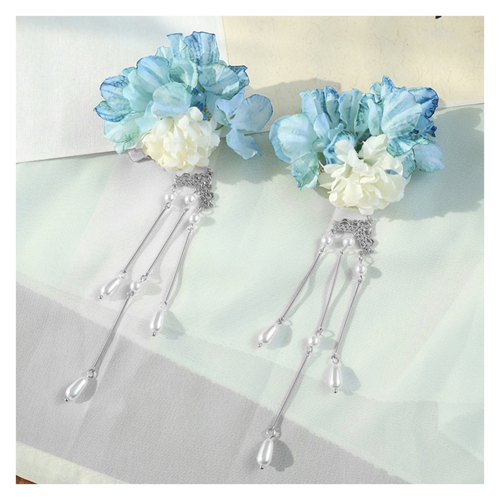 Blusmart Vintage-Haarnadel Blume, Blau Mit Stilvoller, Diadem Haarschmuck Temperamentvoller