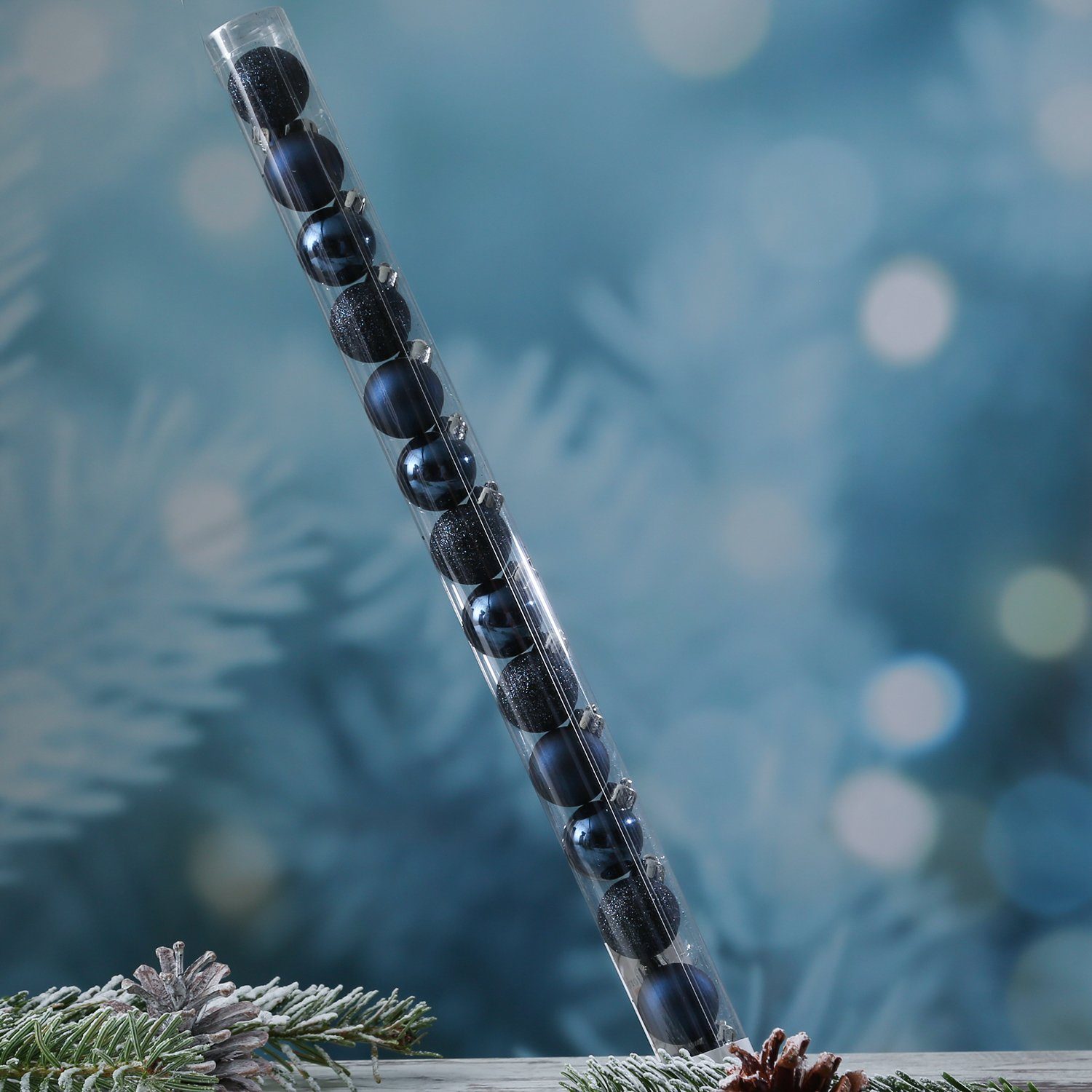MARELIDA Weihnachtsbaumkugel Baumkugel (14 St) 3cm matt dunkelblau 14Stk glänzend Christbaumkugel bruchfest