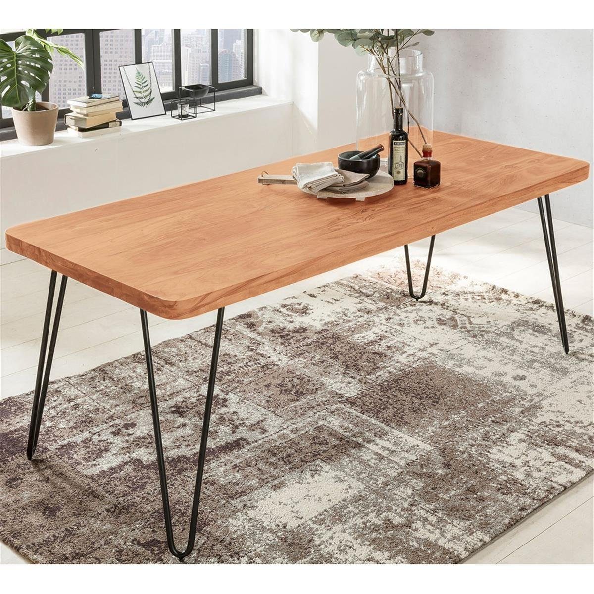 Lomadox Esstisch, Esszimmer-Tisch Landhaus-Stil Holztisch mit Metallbeinen 180/76/80cm | Esstische