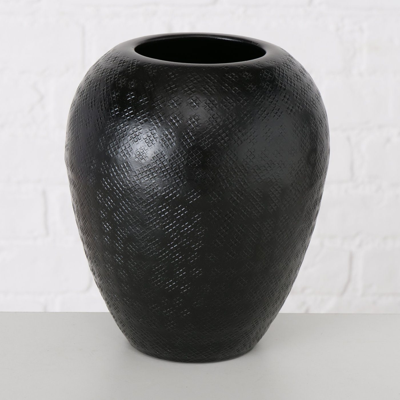 BOLTZE Dekovase "Noorwijk" Blumenvase Aluminium Vase in schwarz, aus
