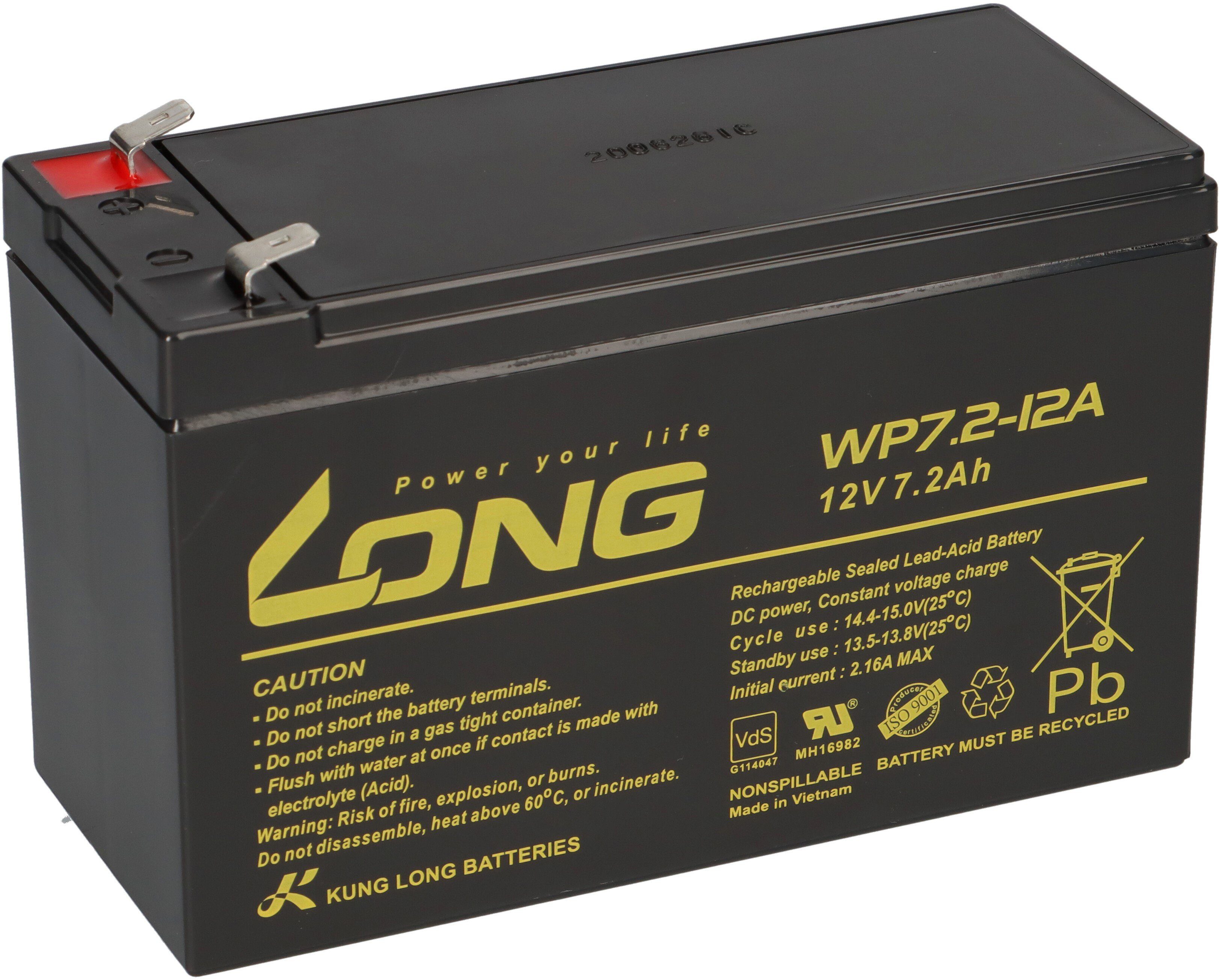 Kung Long Akku für Panasonic LC-R127R2PG1 12V 7,2Ah AGM Batterie VDS Bleiakkus