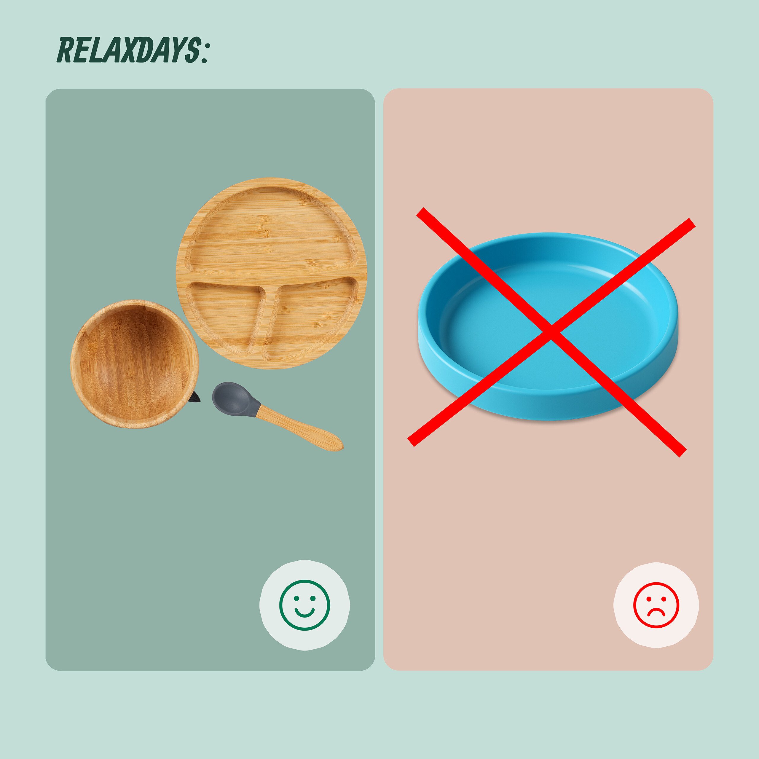 relaxdays Kindergeschirr-Set 3-teiliges Kindergeschirr Bambus (3-tlg), 1 Personen, Bambus, grau