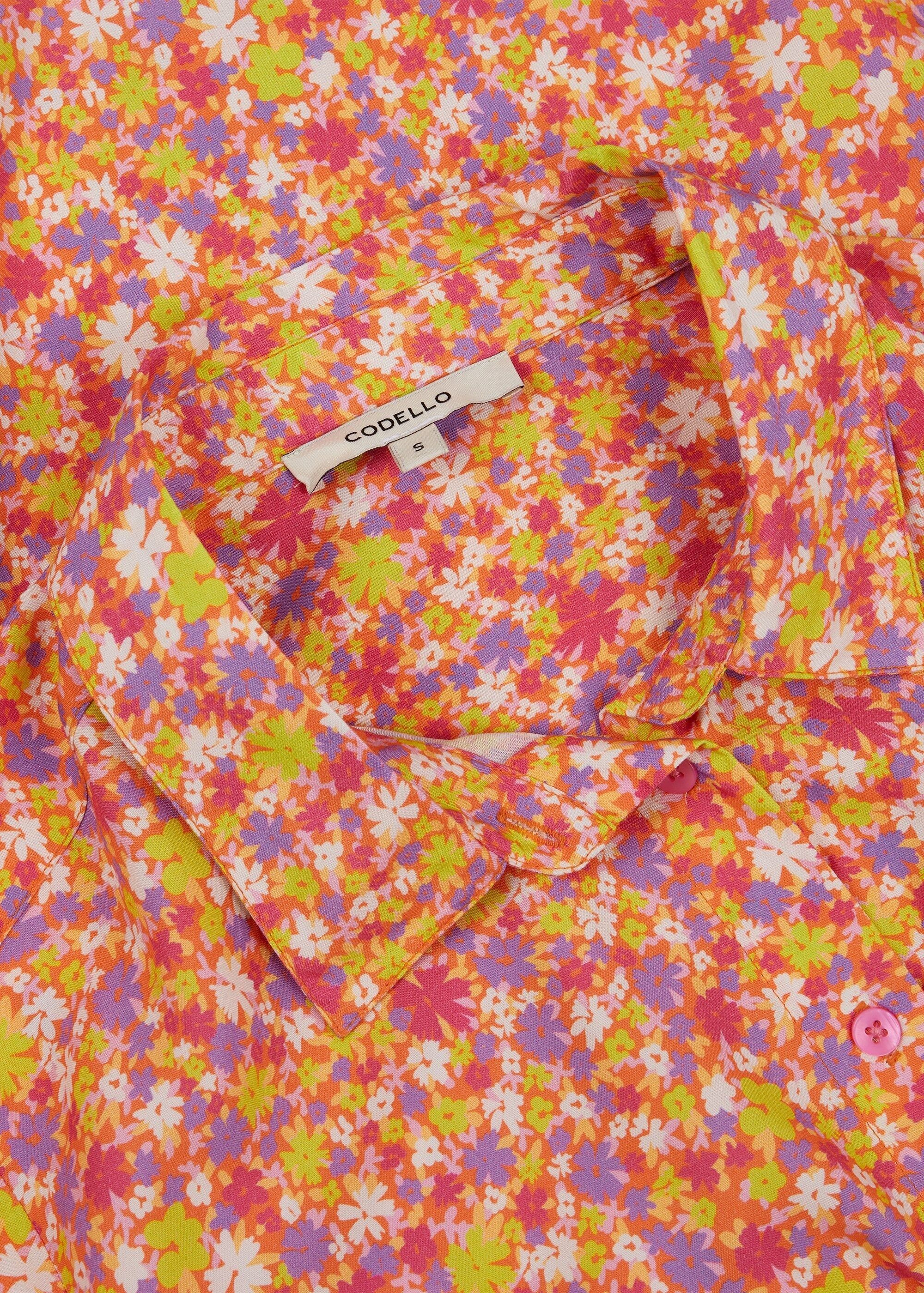 Codello Klassische aus mit Millefleurs-Muster Viskose Bluse