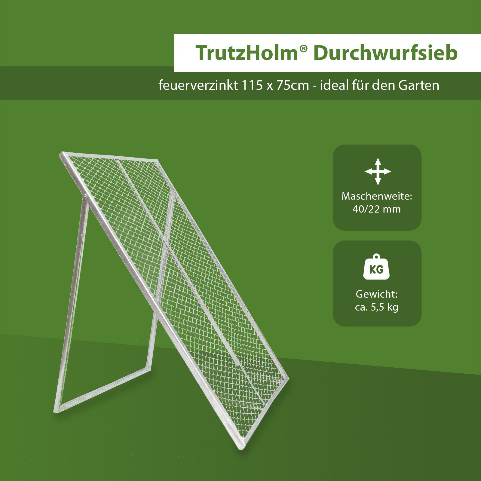 TRUTZHOLM Komposter XL Durchwurfsieb Kompostsieb 115x75 cm Erdsieb, BxTxH: 75x75x115 cm, 0 l, (Produkt, 1 St), Winkeleinfassung