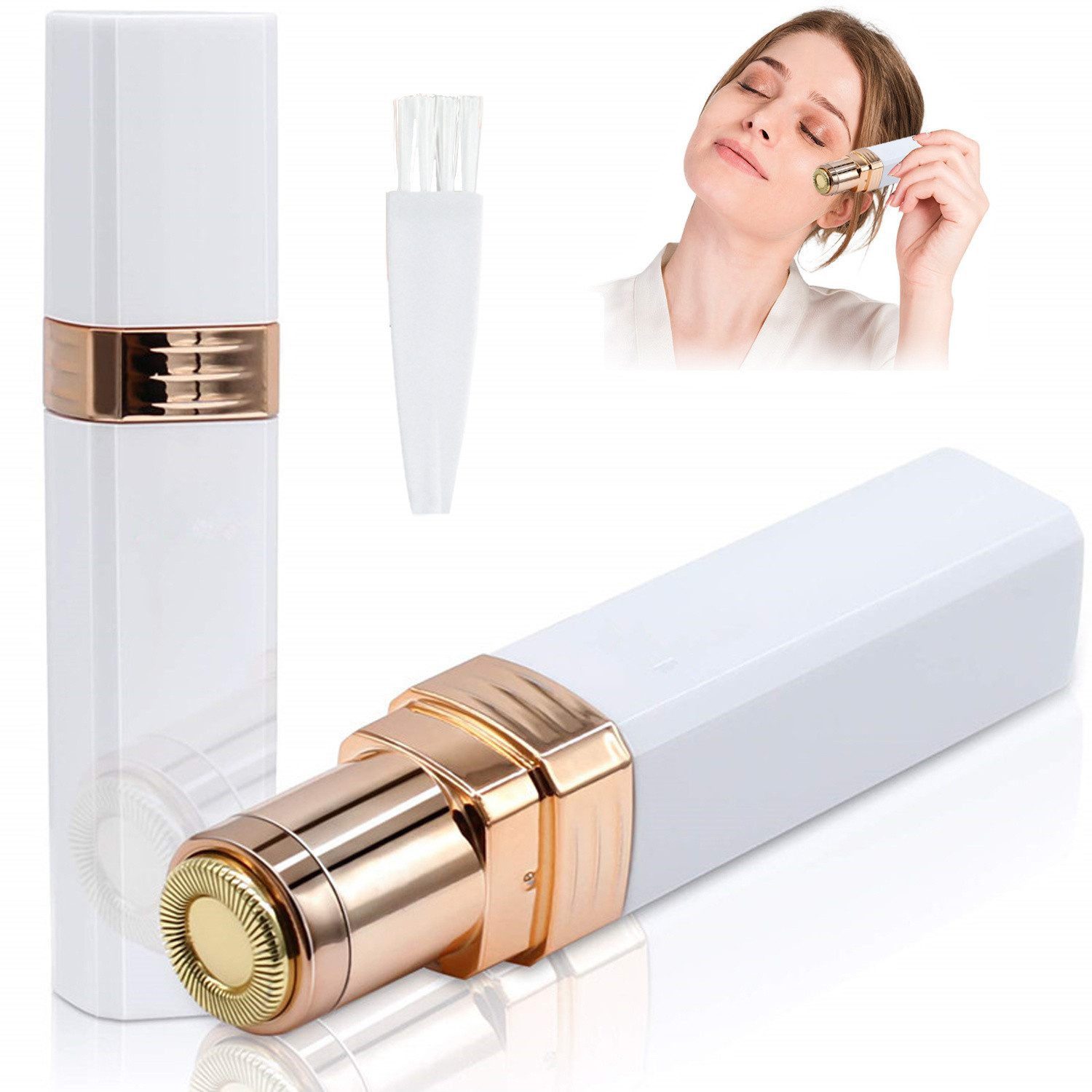 feinlux Epilierer Gesichtsepilierer Epilierer, Aufsätze: 1 St., Gesichtshaarentfernung für Frauen, Leise, sanft, mit integriertem LED-Licht, mini
