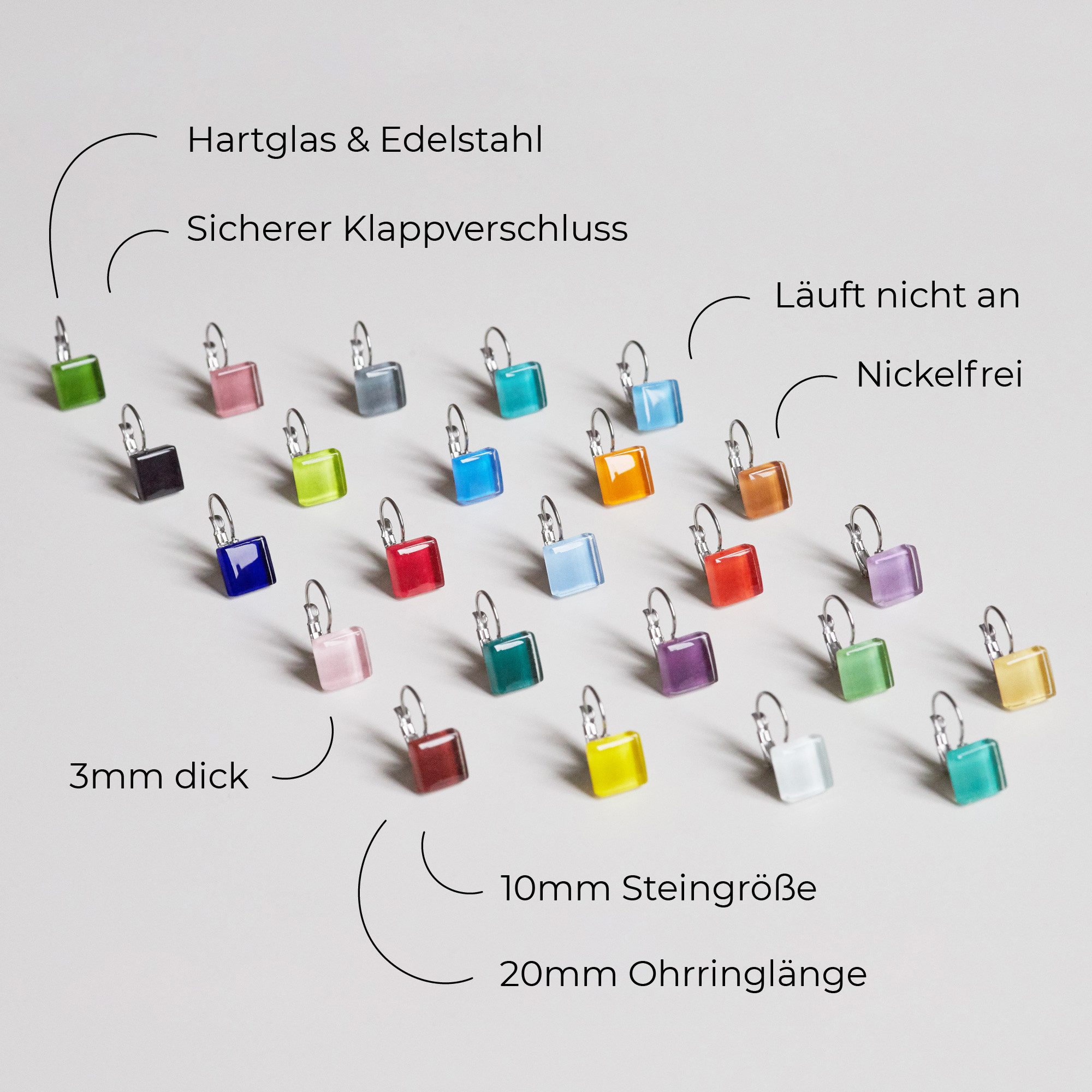 ALEXASCHA Paar Ohrhänger Geometrische Ohrringe Edelstahl • Kurze Hängeohrringe mit Verschluss