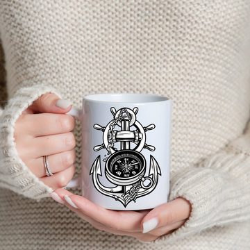 Youth Designz Tasse Anker Kompass Kaffeetasse Geschenk, Keramik, mit lustigem Print