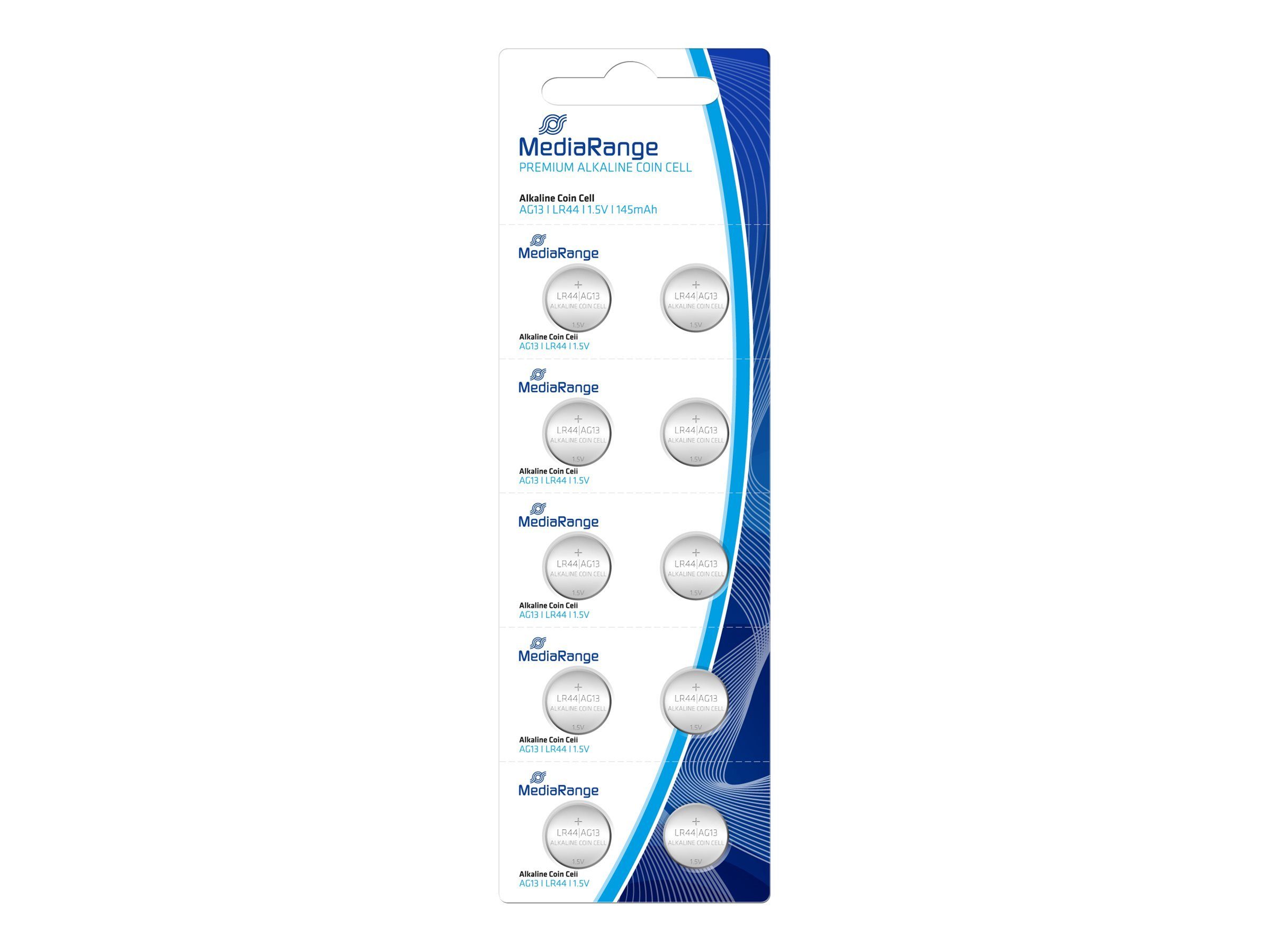 Mediarange MEDIARANGE Batterie Mediarange Knopfzelle Blister Alkaline/LR 44 1,... Knopfzelle